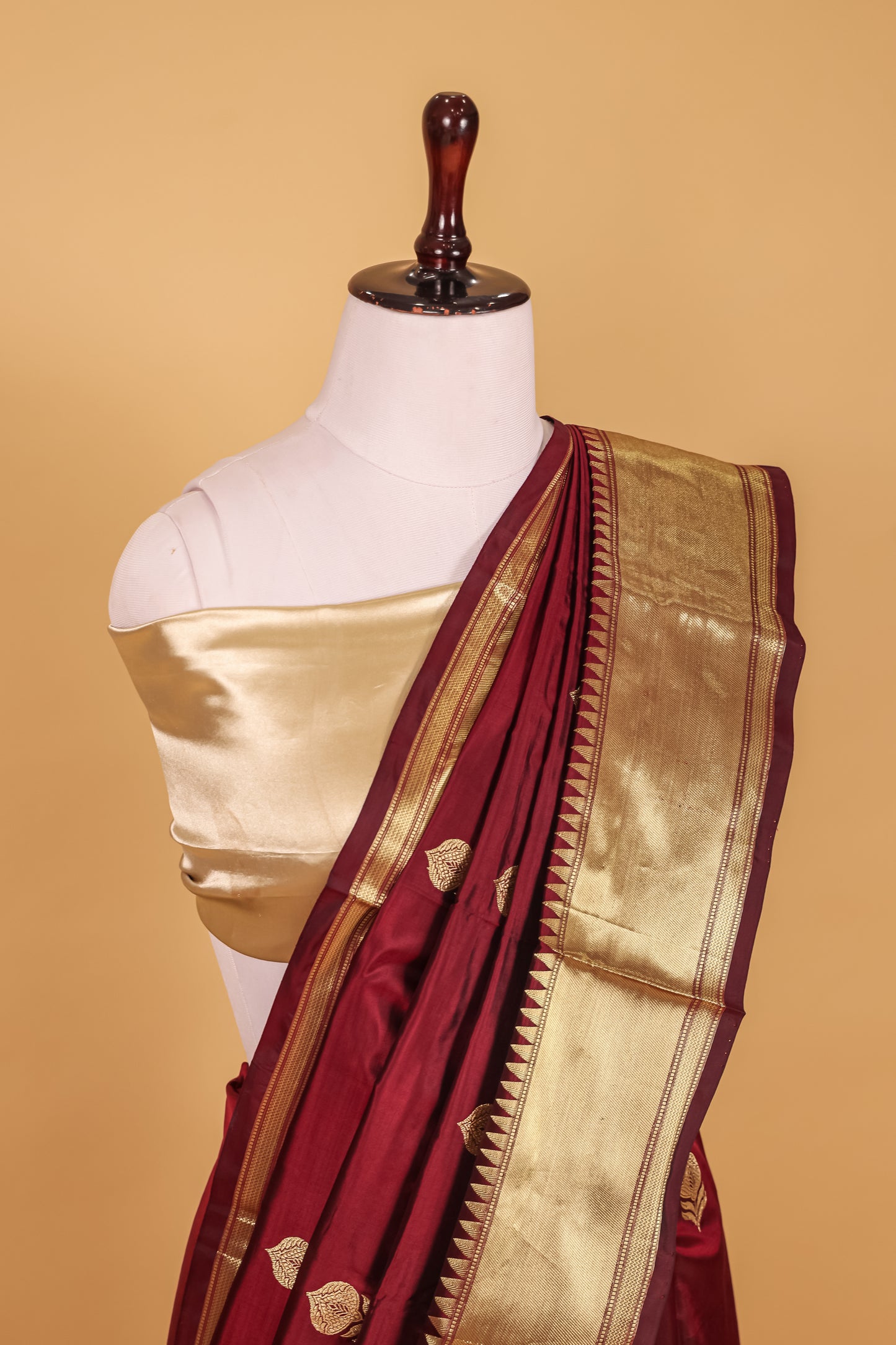 Chocolate Katan Pure Silk Kadhwa Saree - Panaya 