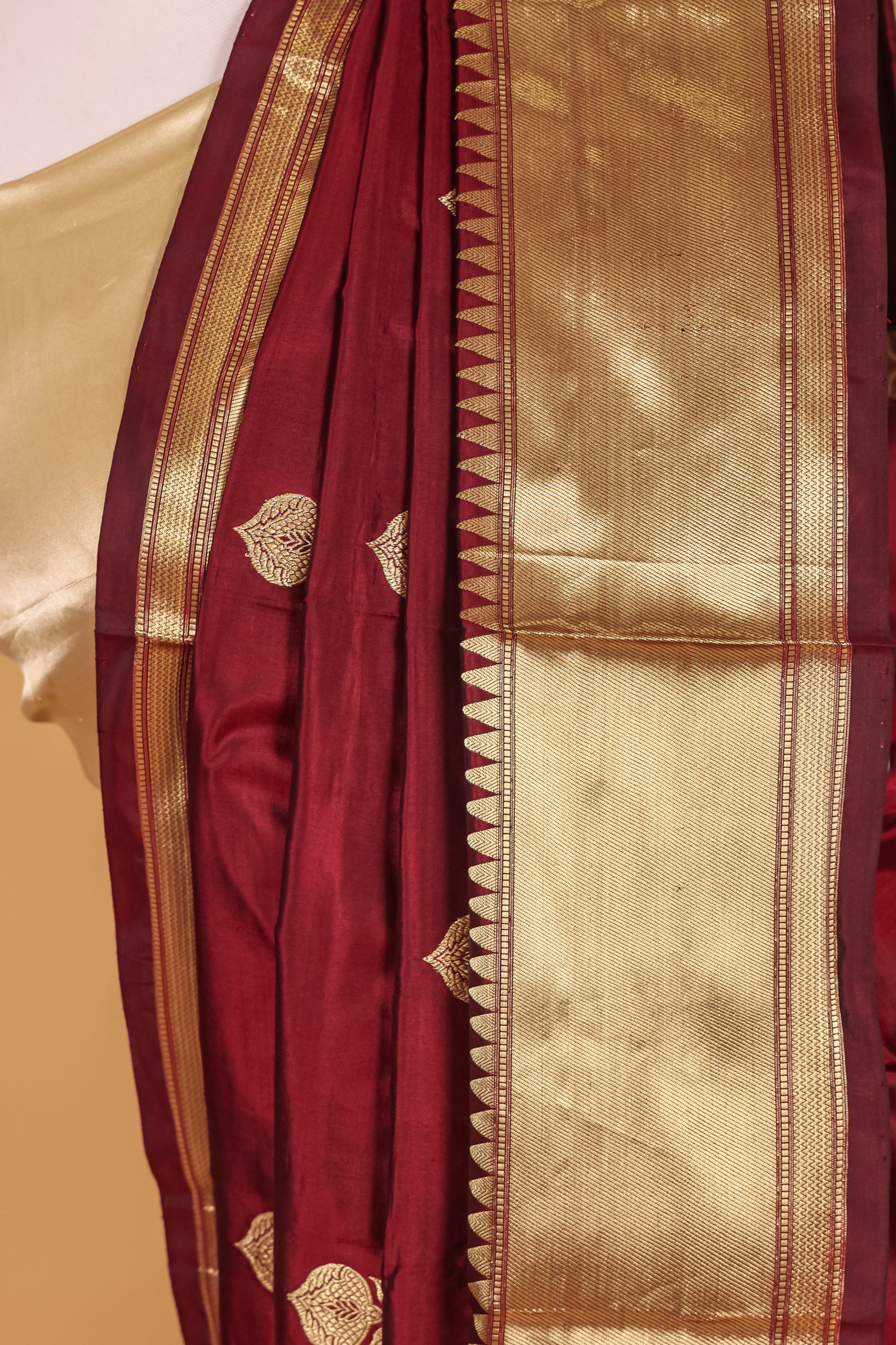 Chocolate Katan Pure Silk Kadhwa Saree