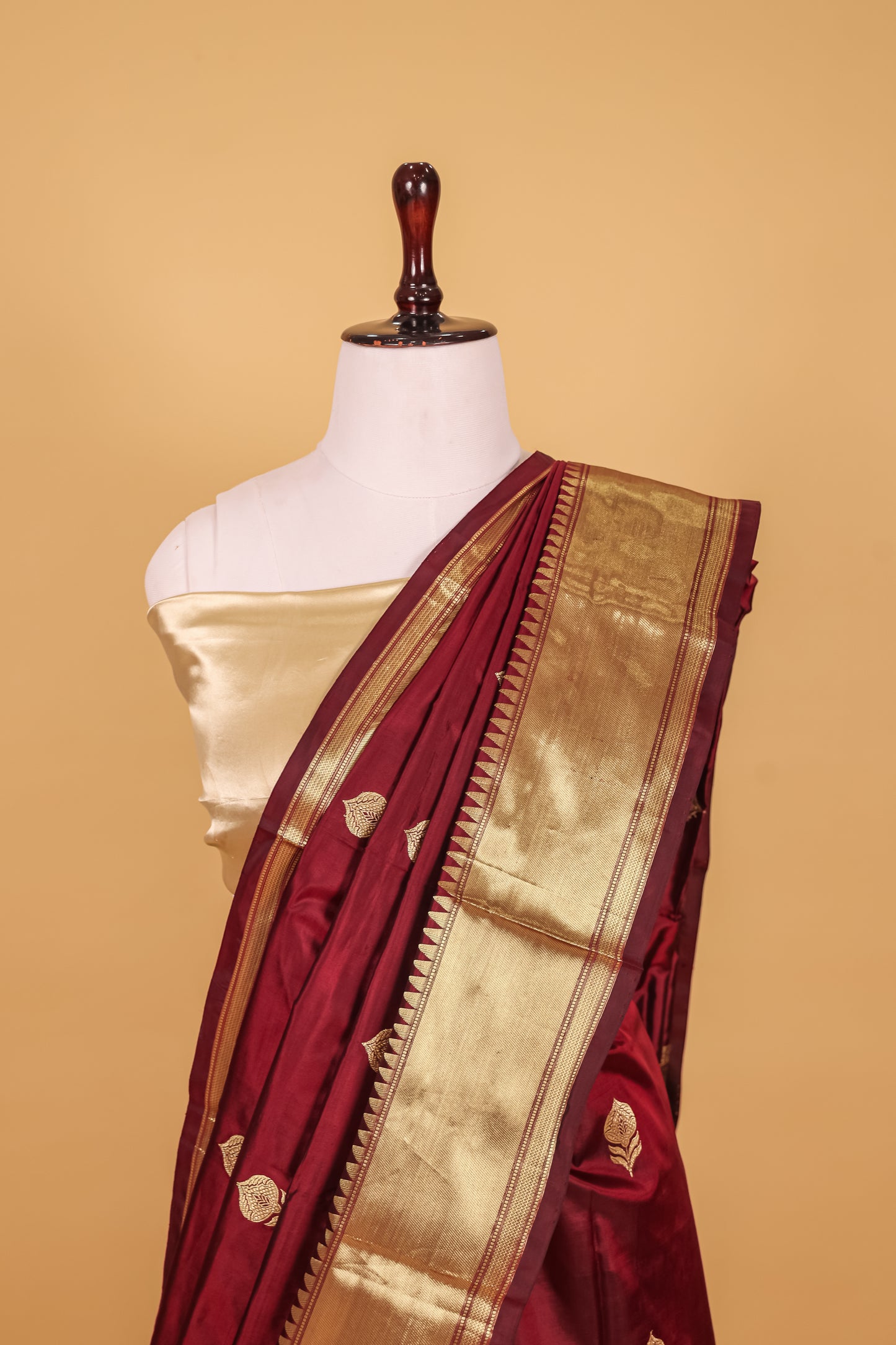 Chocolate Katan Pure Silk Kadhwa Saree - Panaya 