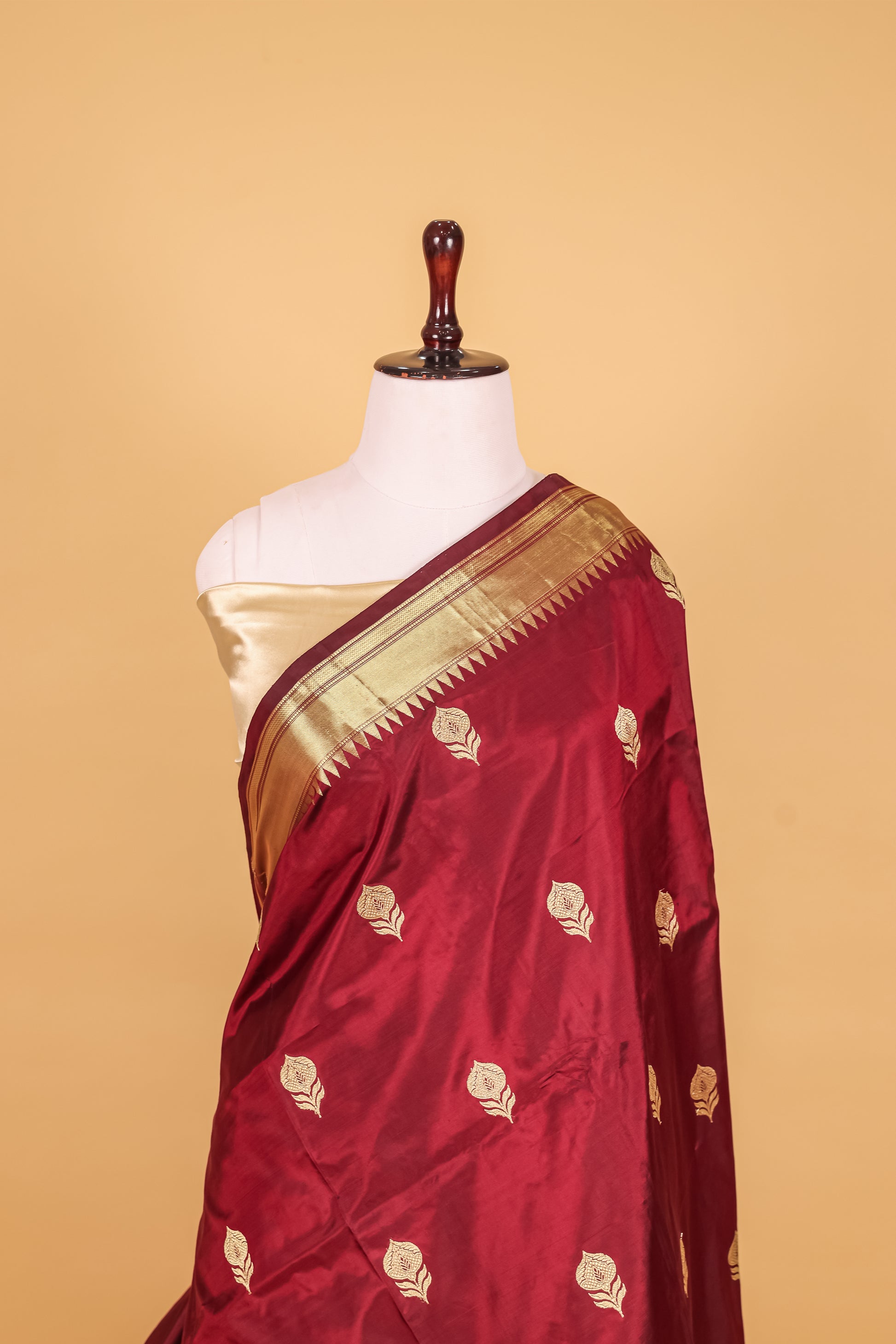 Chocolate Katan Pure Silk Kadhwa Saree