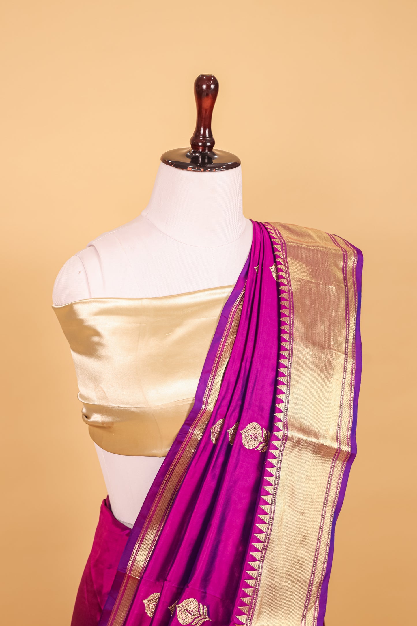 Magenta Katan Pure Silk Kadhwa Saree - Panaya 