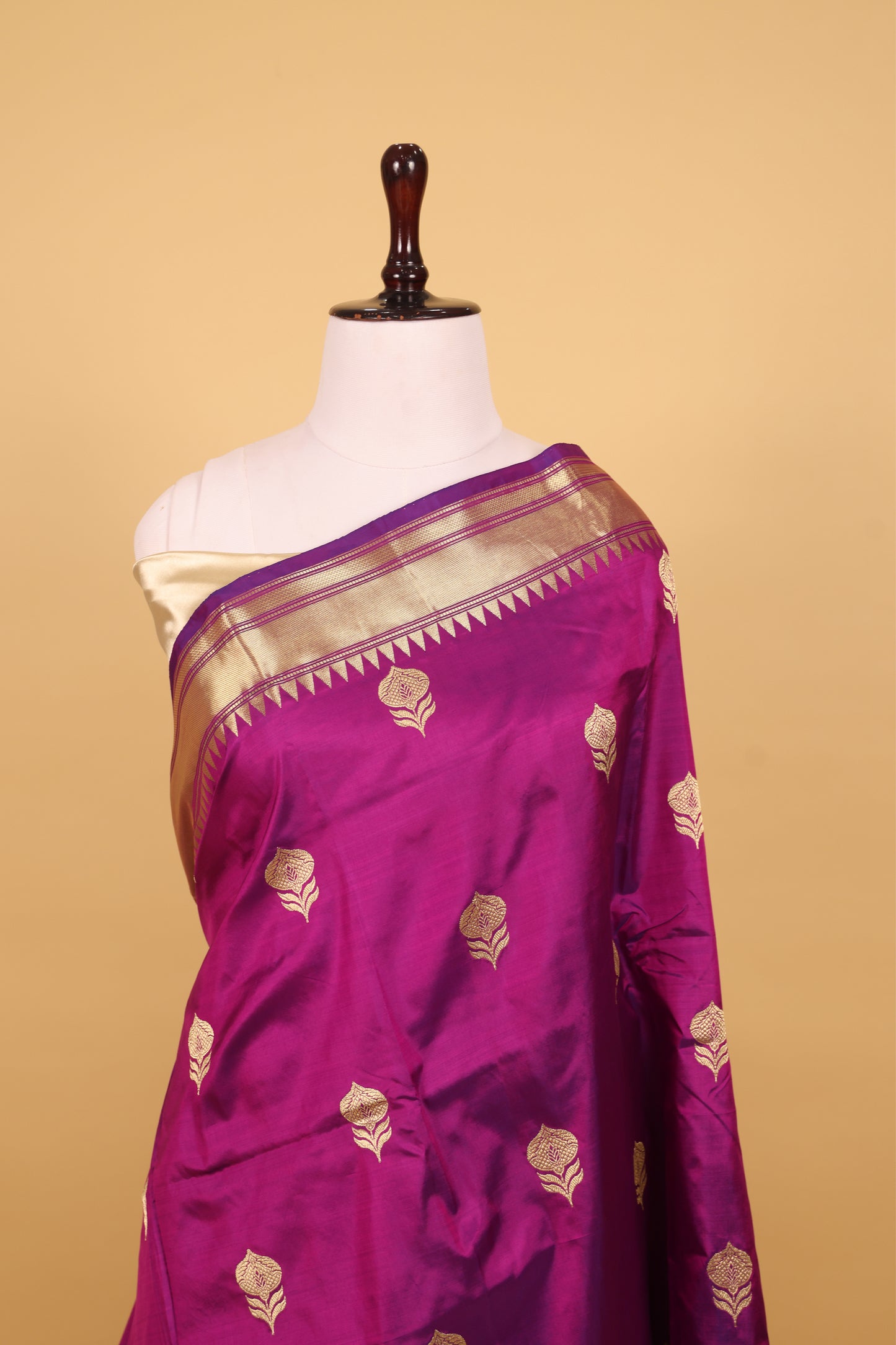 Magenta Katan Pure Silk Kadhwa Saree - Panaya 