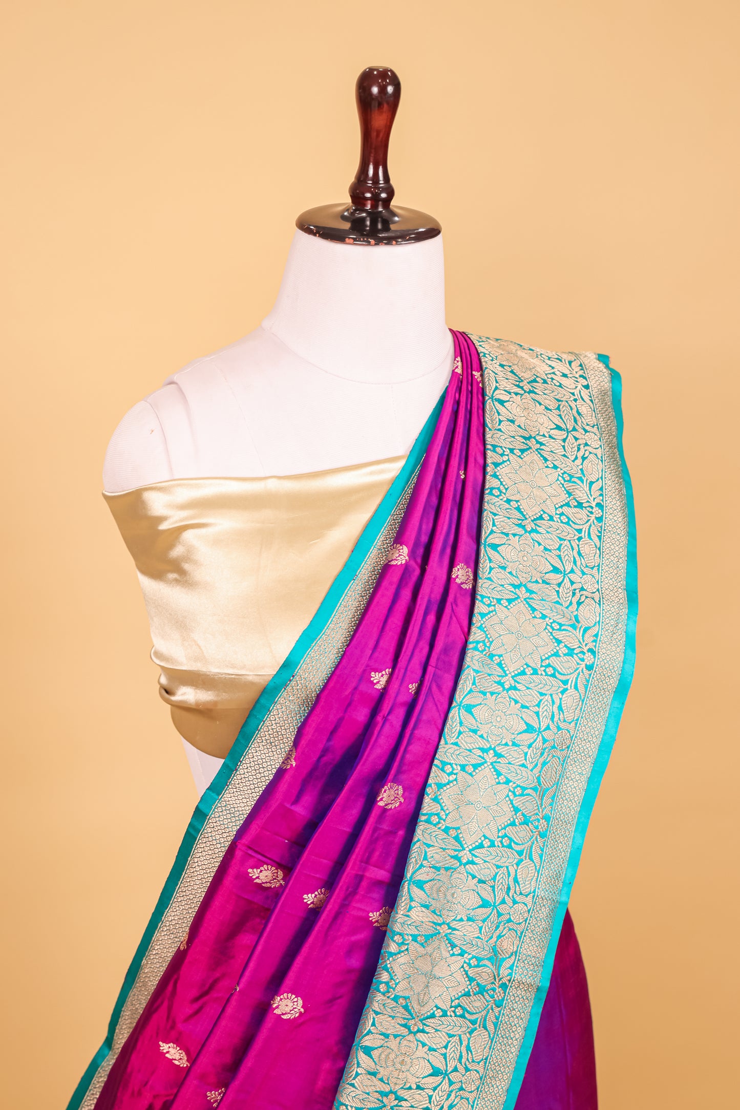 Purple Katan Pure Silk Kadhwa Saree - Panaya 