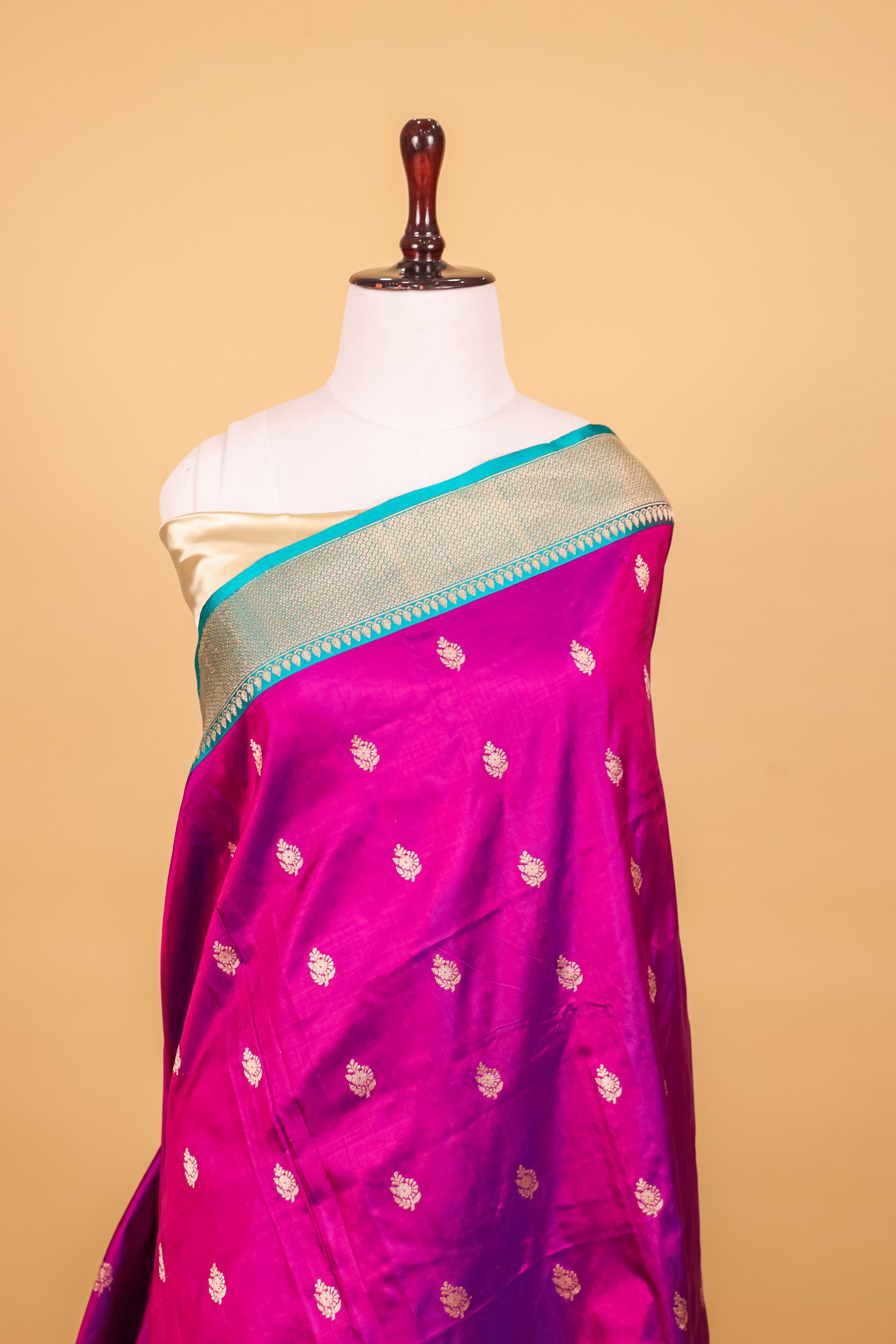 Purple Katan Pure Silk Kadhwa Saree