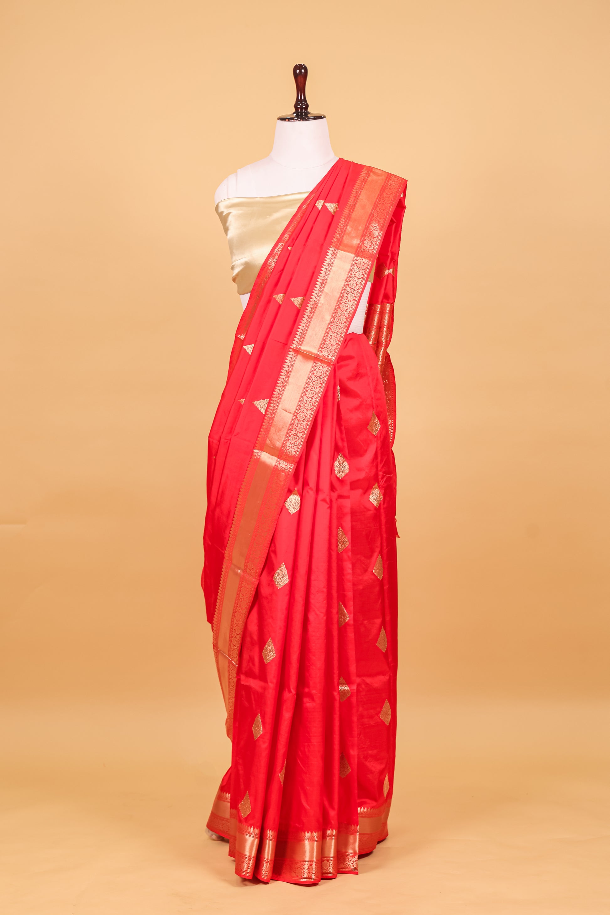 Red Katan Pure Silk Kadhwa Saree