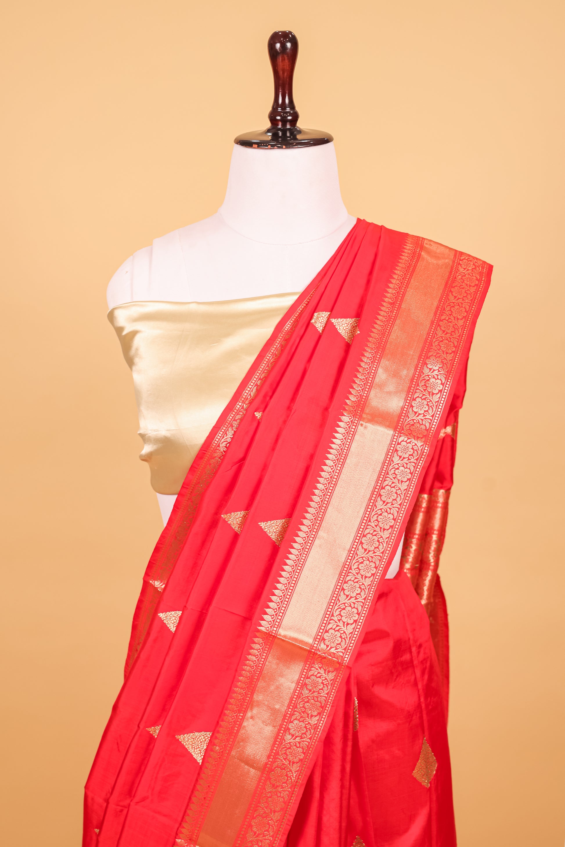 Red Katan Pure Silk Kadhwa Saree