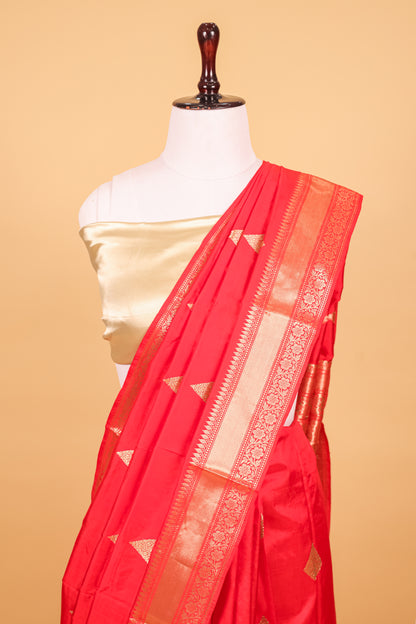 Red Katan Pure Silk Kadhwa Saree - Panaya 