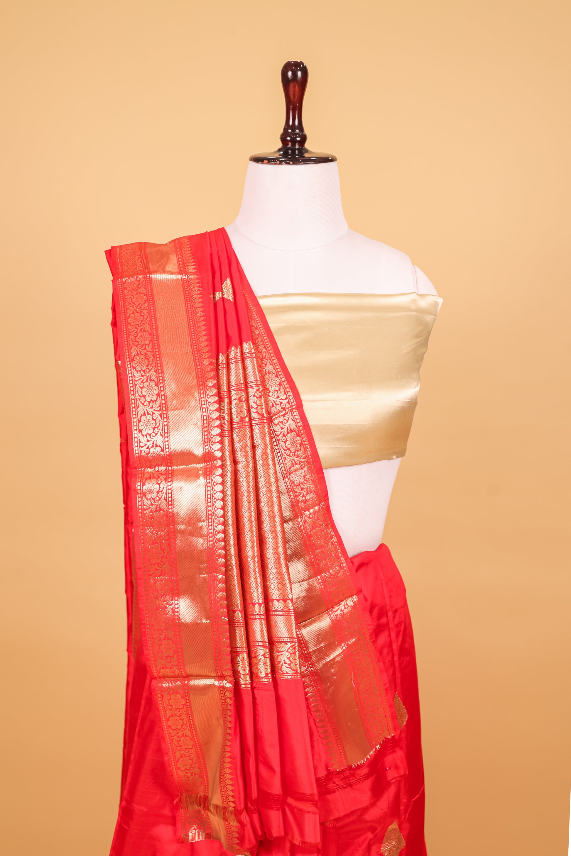 Red Katan Pure Silk Kadhwa Saree