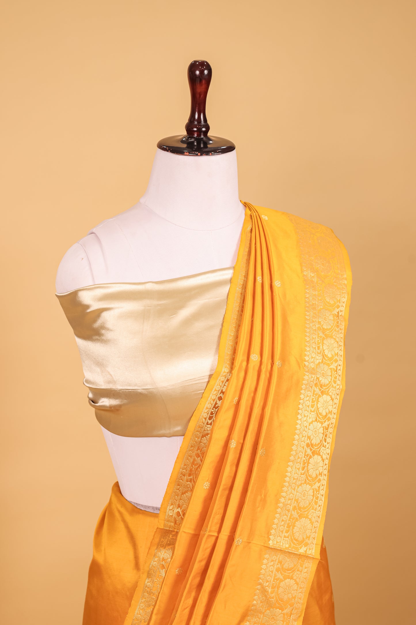 Yellow Katan Pure Silk Kadhwa Saree - Panaya 