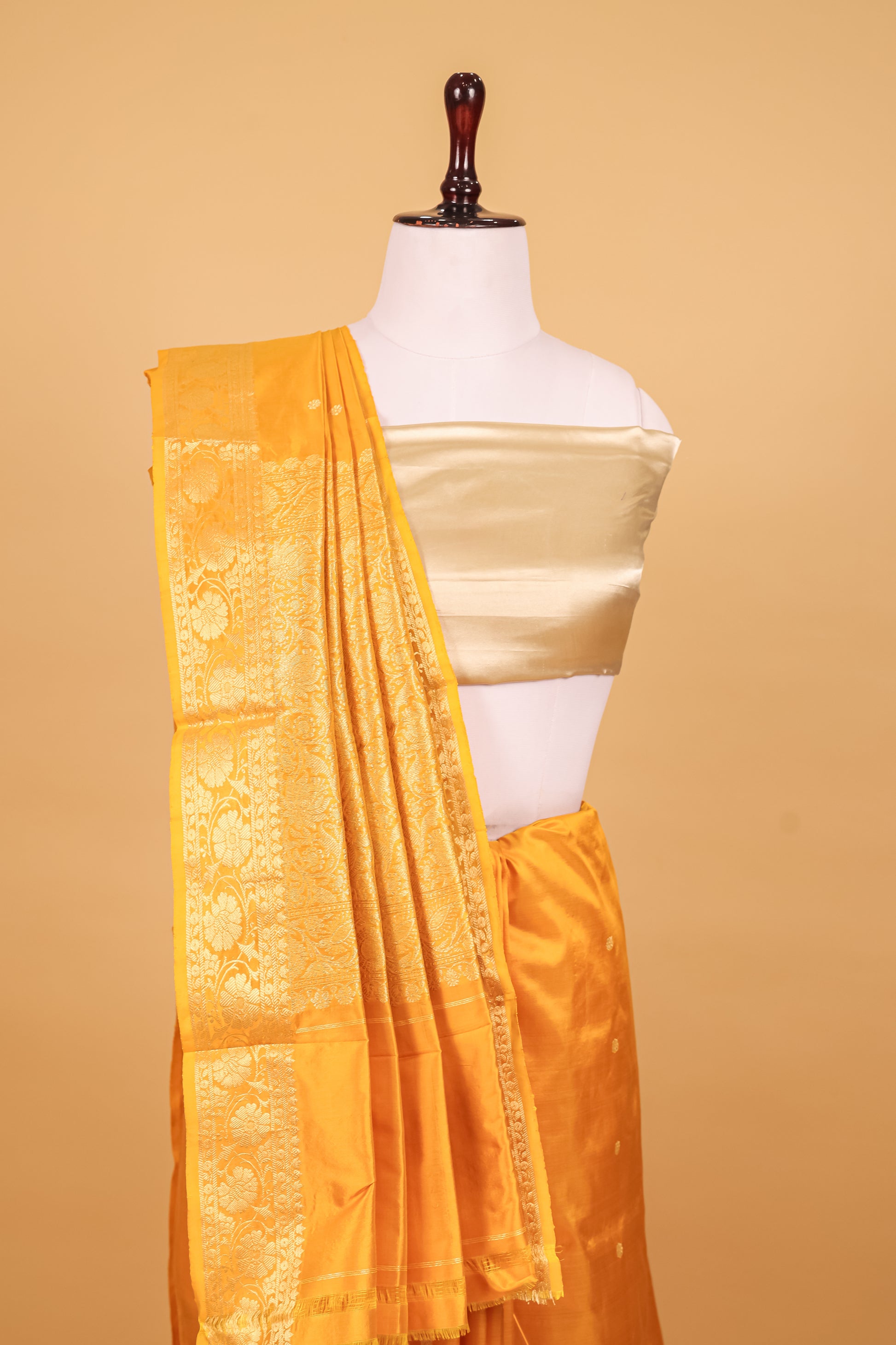 Yellow Katan Pure Silk Kadhwa Saree