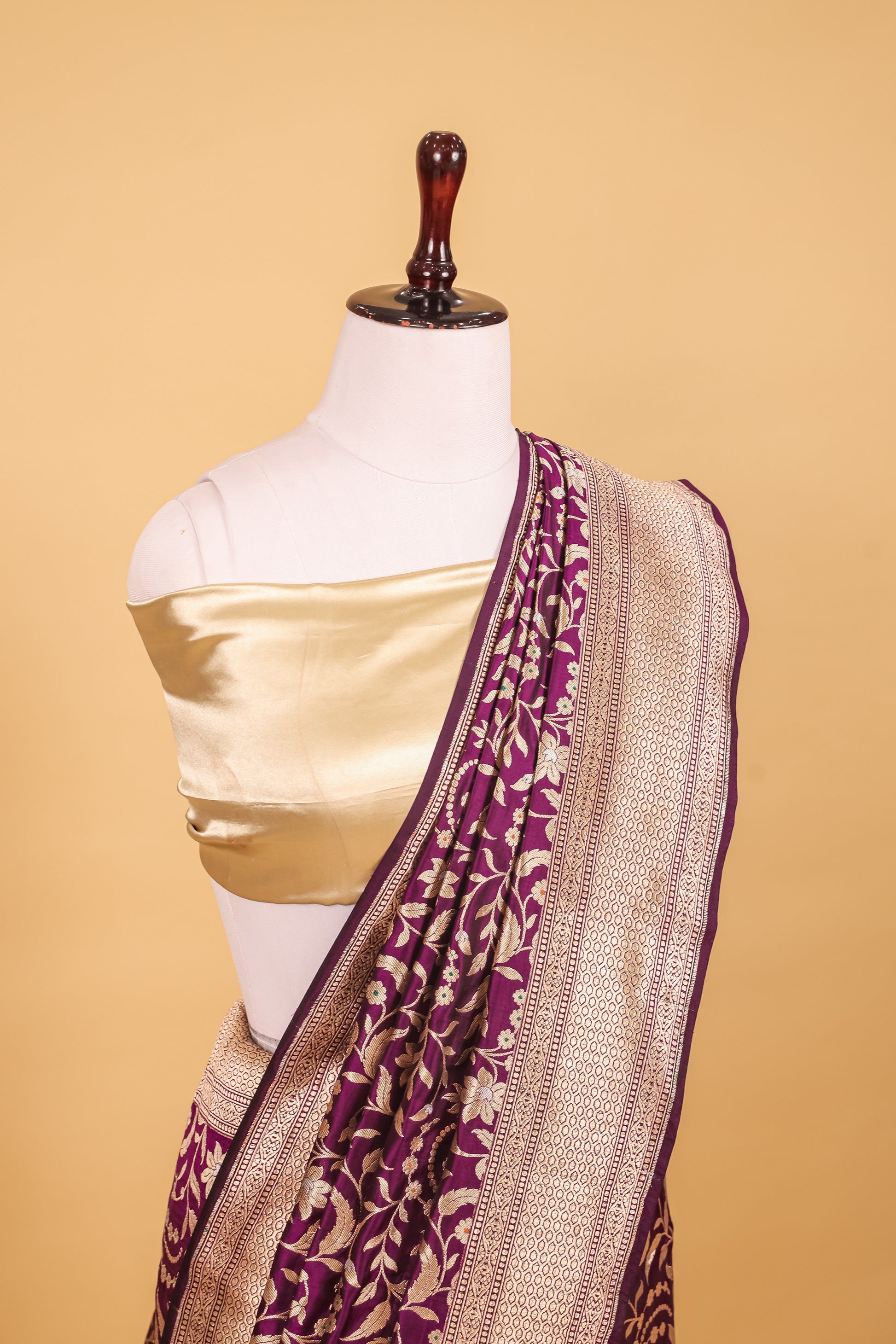 Purple Katan Pure Silk Kadhwa Saree