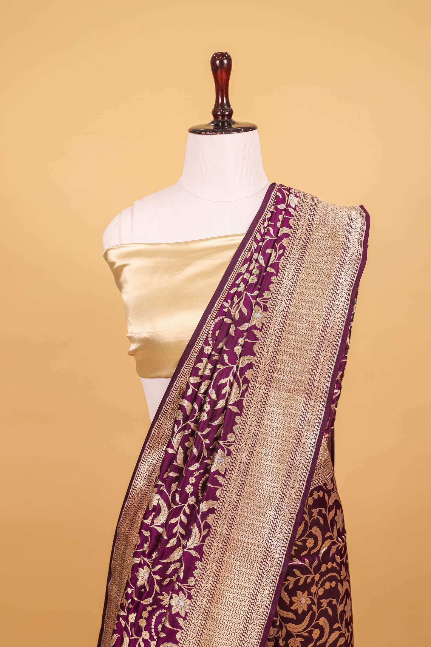 Purple Katan Pure Silk Kadhwa Saree - Panaya 