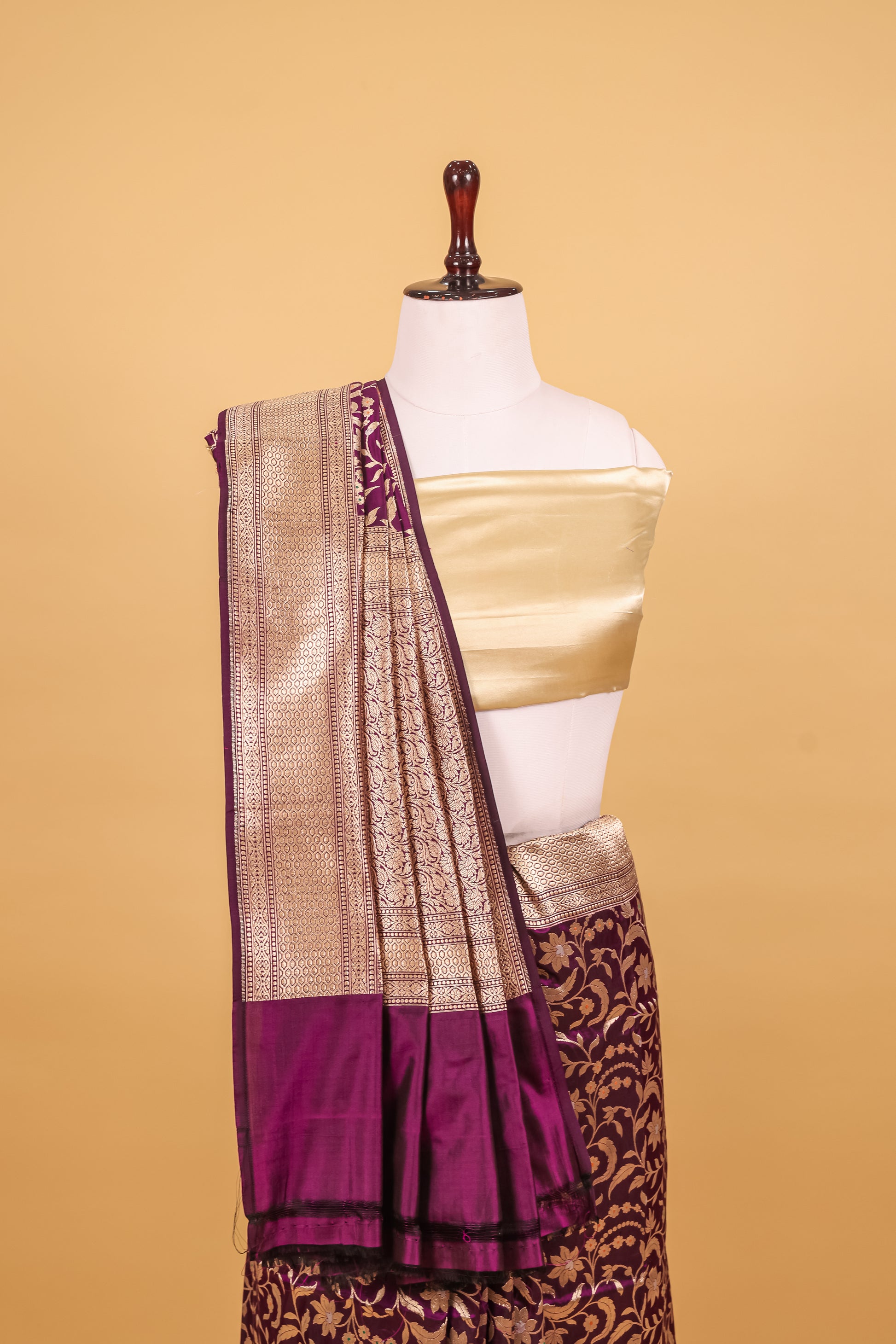 Purple Katan Pure Silk Kadhwa Saree