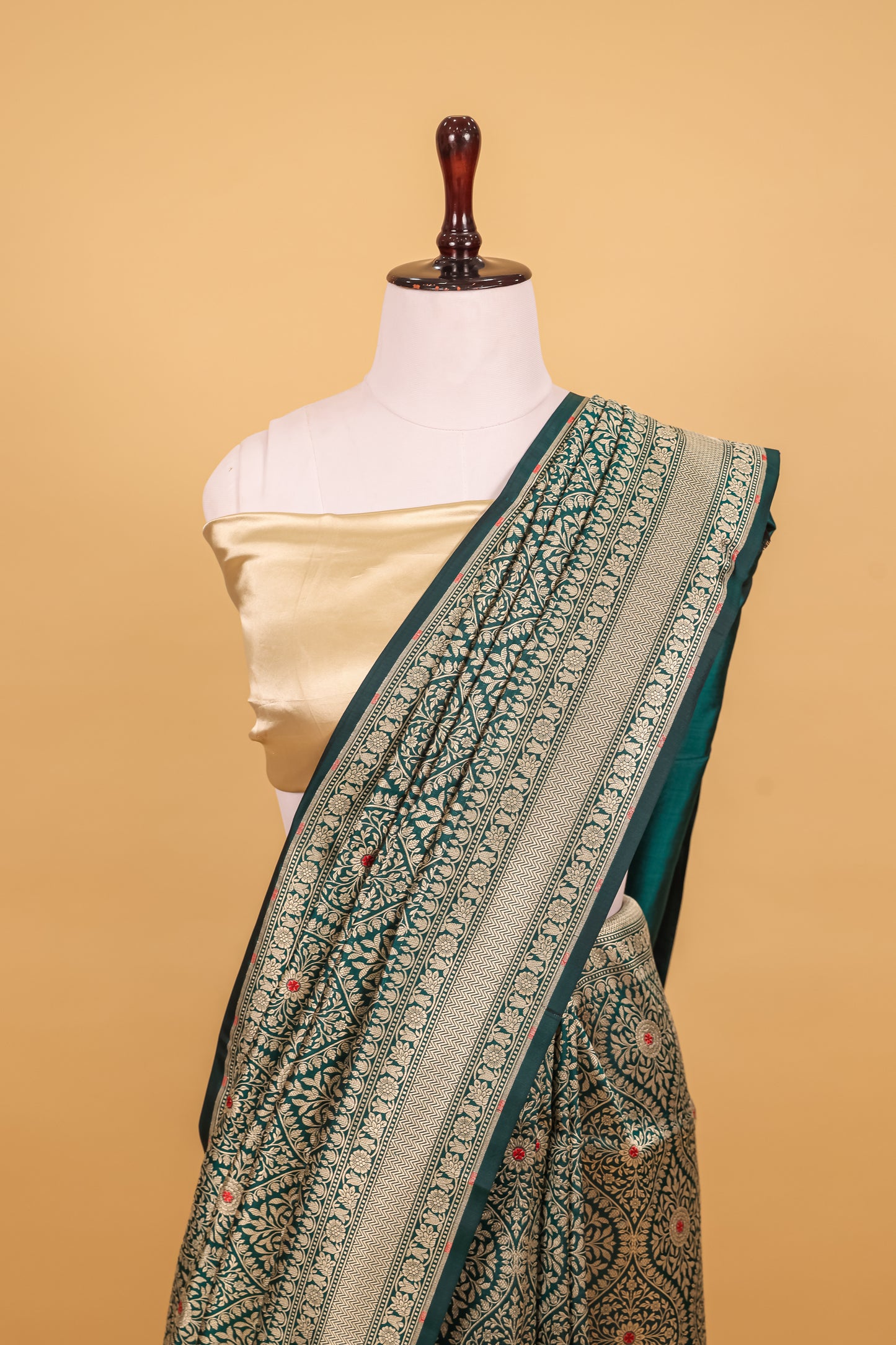 Green Katan Pure Silk Cutwork Saree - Panaya 