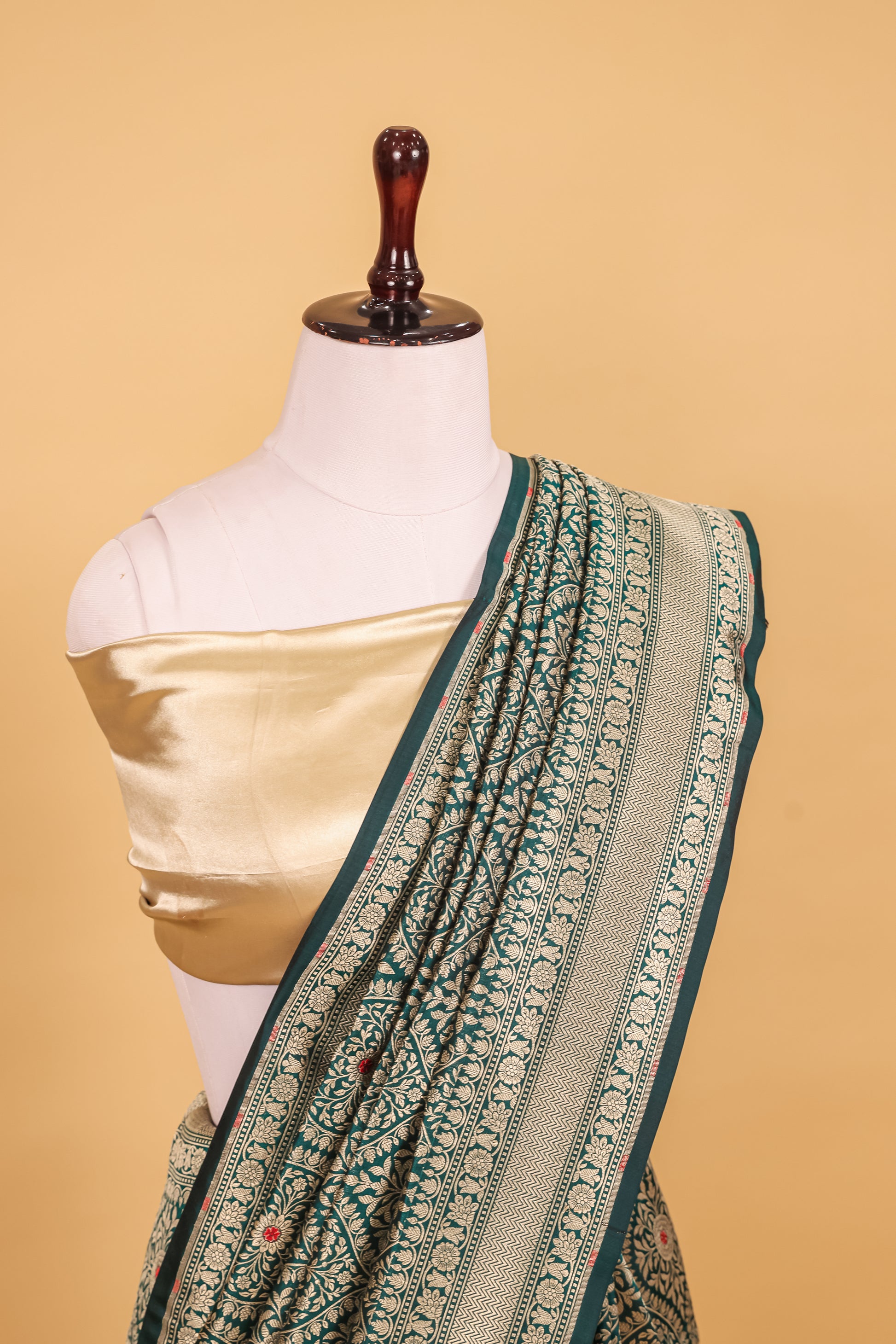 Green Katan Pure Silk Cutwork Saree