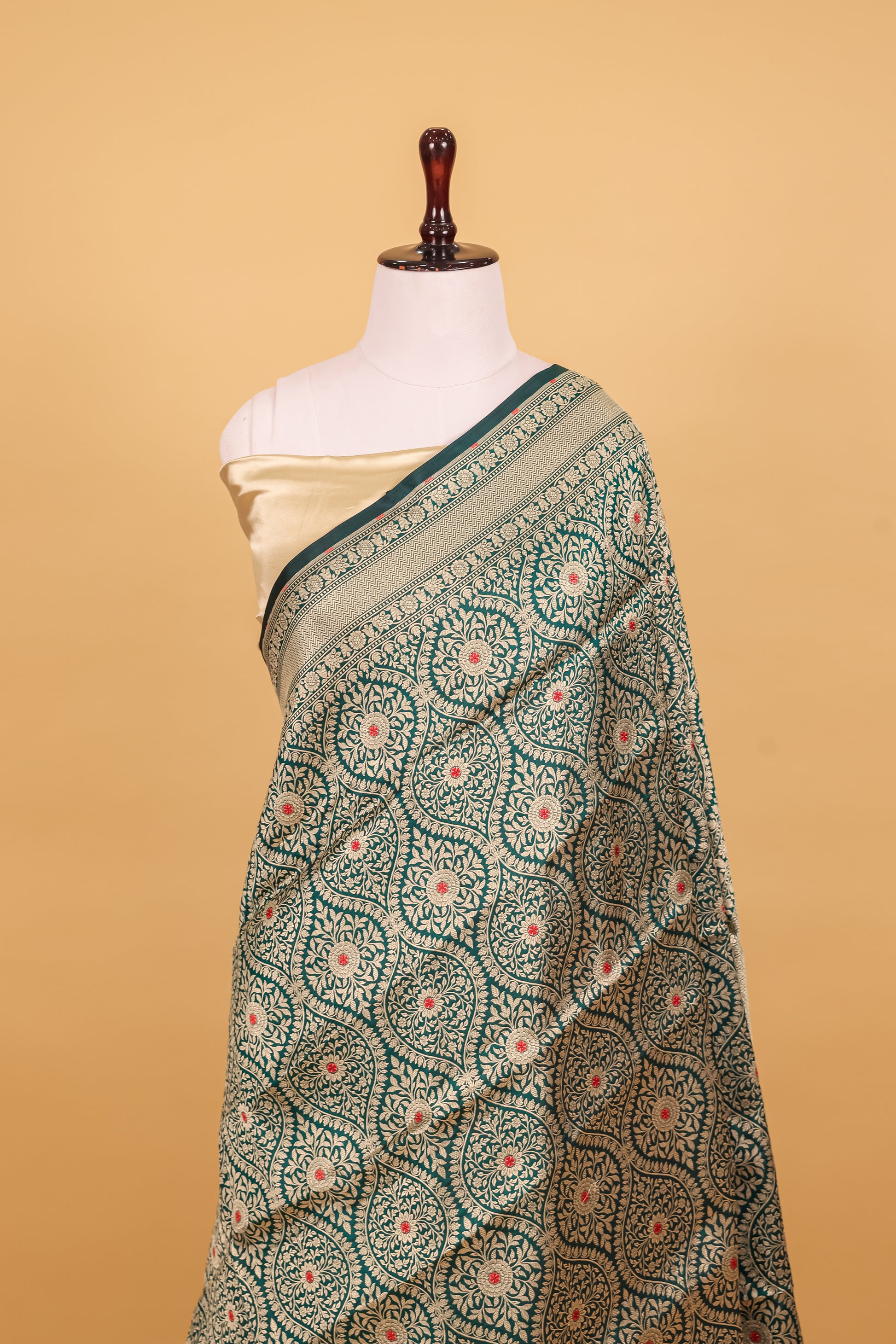 Green Katan Pure Silk Cutwork Saree