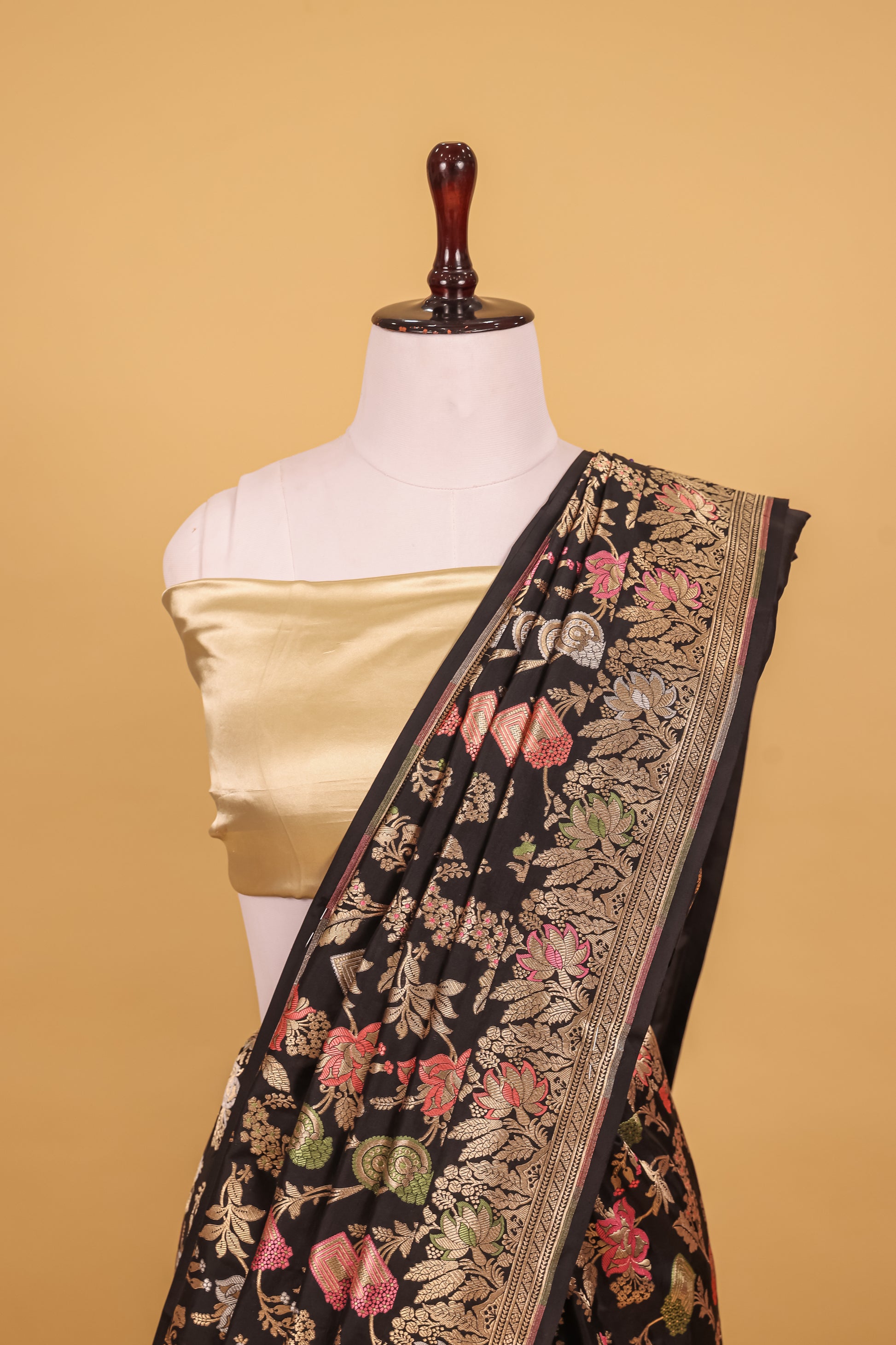 Black Katan Pure Silk Cutwork Saree