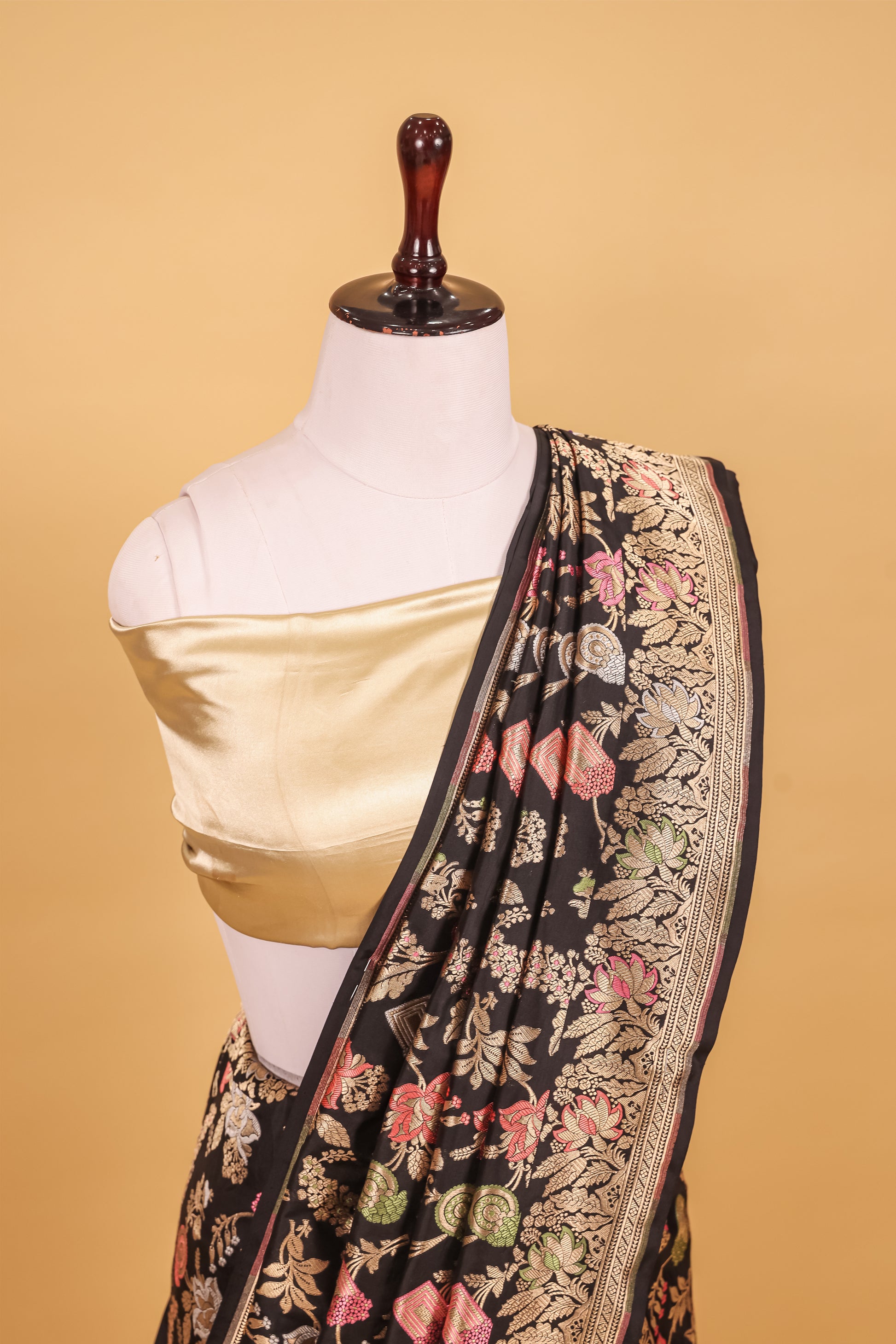 Black Katan Pure Silk Cutwork Saree