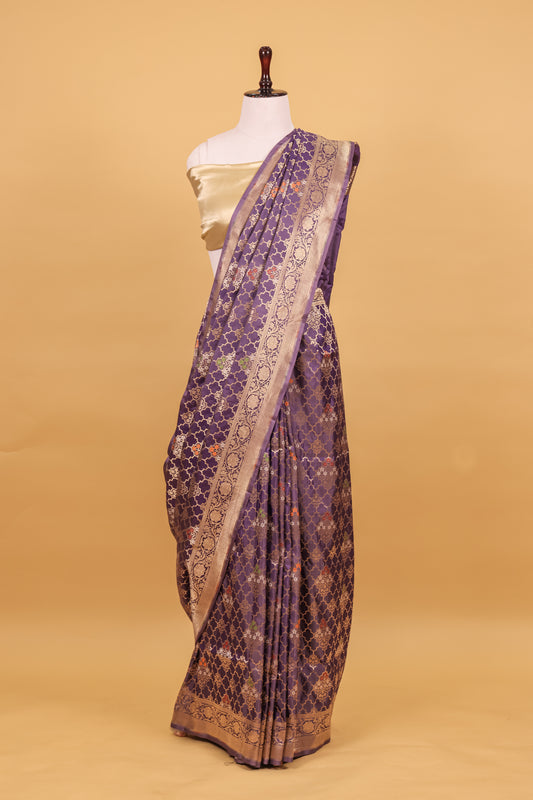 Blue Katan Pure Silk Kadhwa Saree - Panaya 