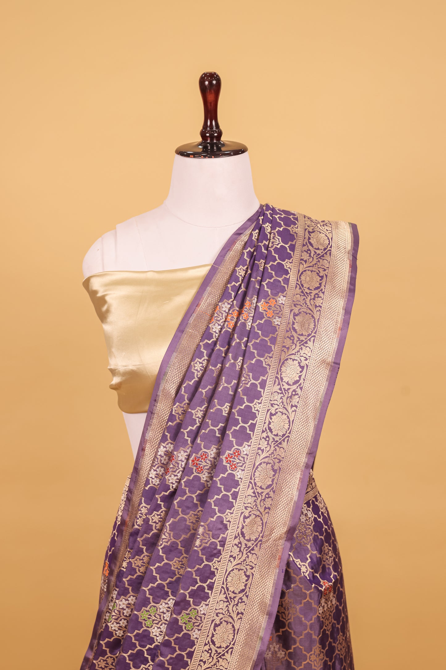 Blue Katan Pure Silk Kadhwa Saree - Panaya 