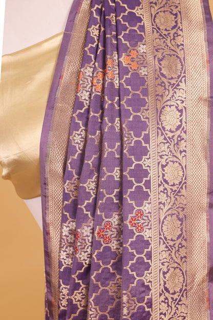 Blue Katan Pure Silk Kadhwa Saree - Panaya 