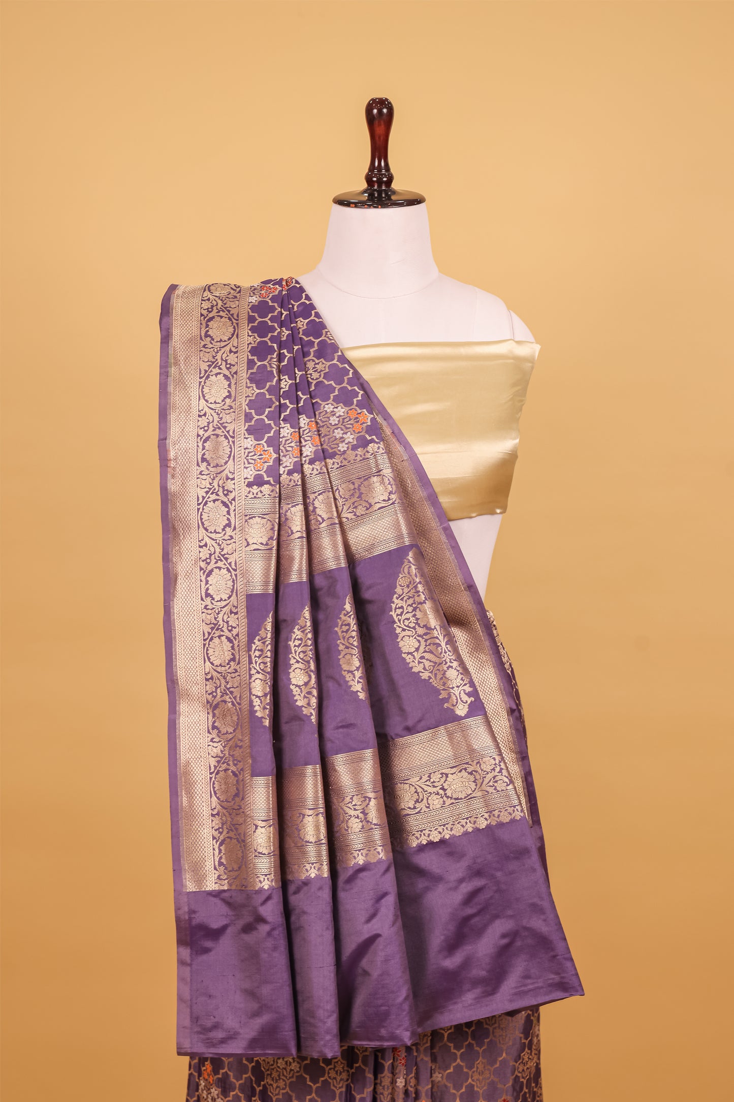 Blue Katan Pure Silk Kadhwa Saree - Panaya 