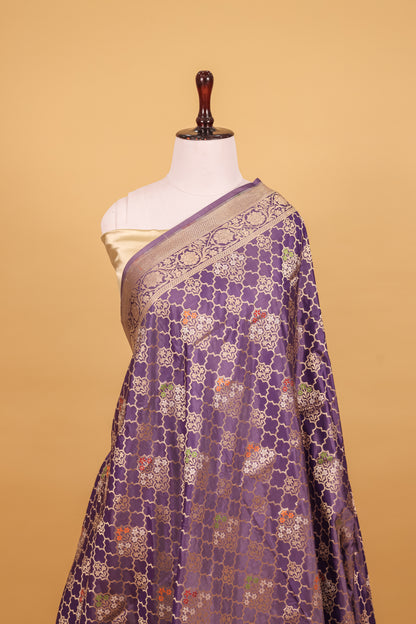 Blue Katan Pure Silk Kadhwa Saree - Panaya 