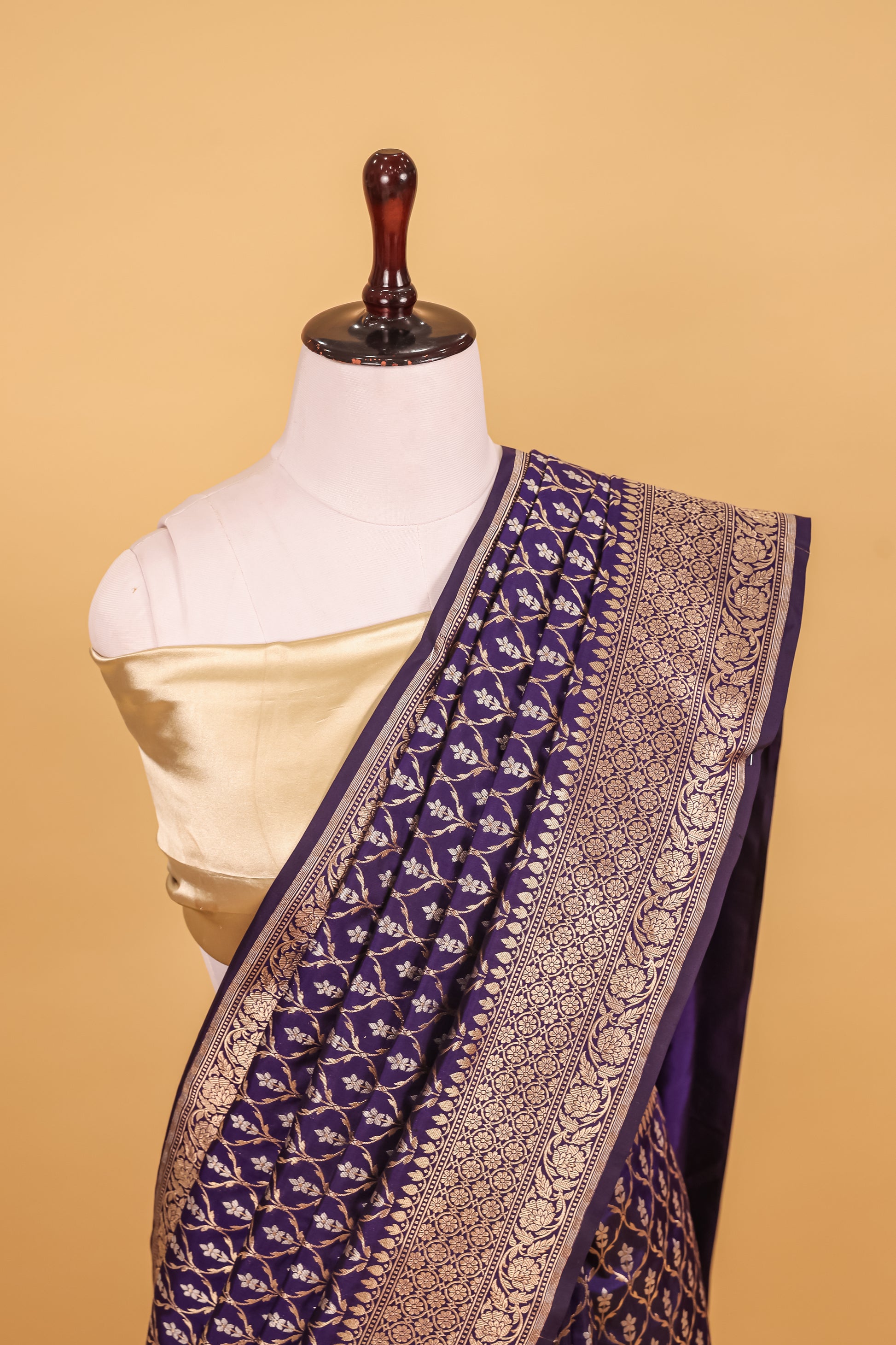 Royal Blue Katan Pure Silk Kadhwa Saree