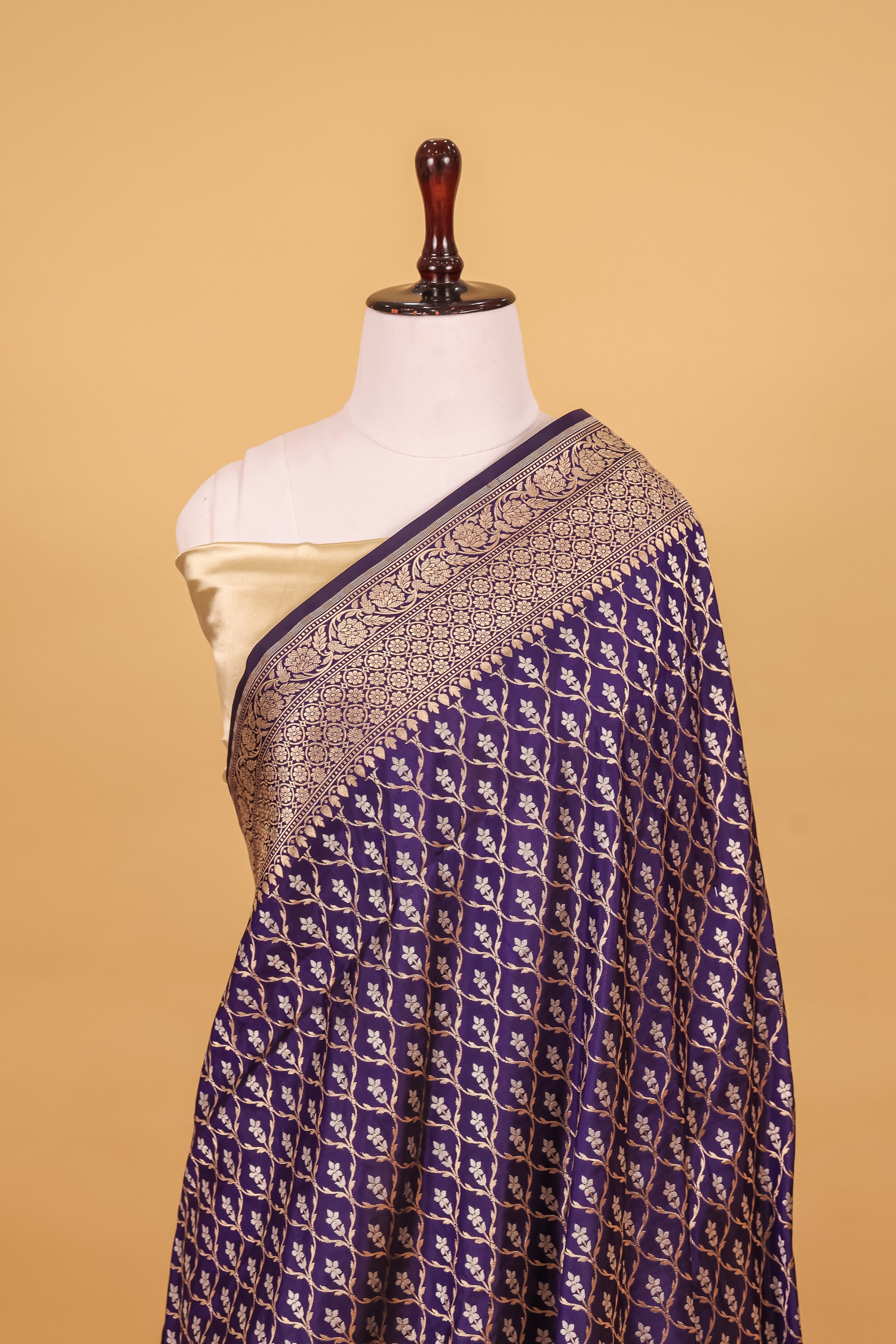 Royal Blue Katan Pure Silk Kadhwa Saree