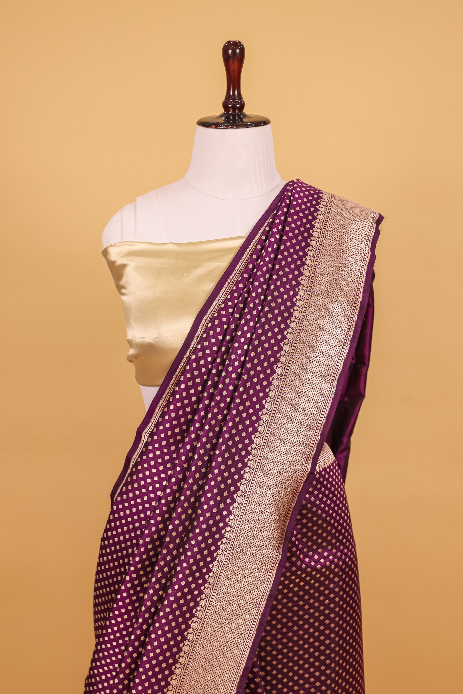 Purple Katan Pure Silk Cutwork Saree