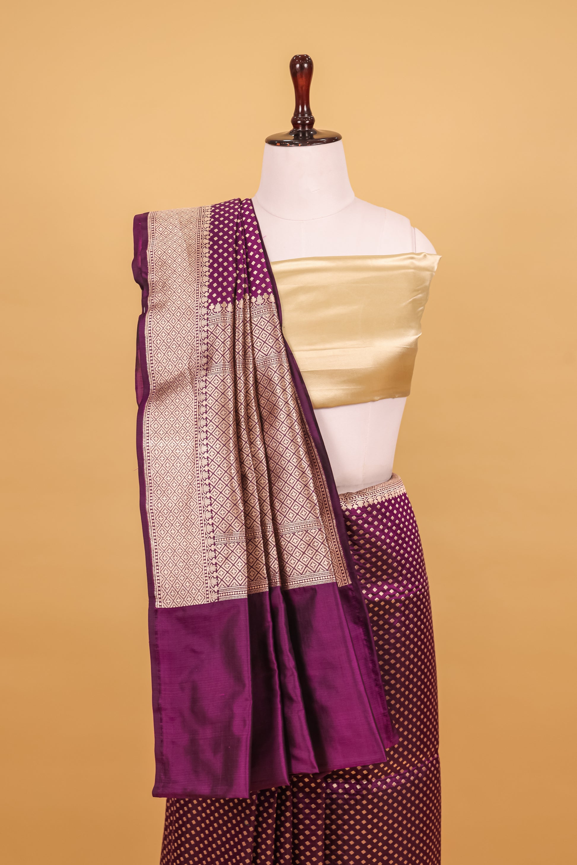 Purple Katan Pure Silk Cutwork Saree