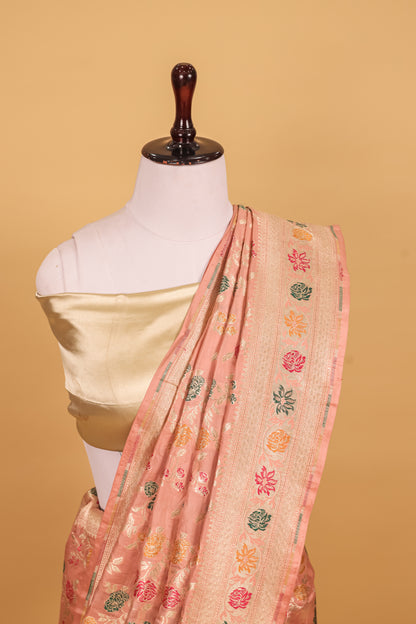 Pink Katan Pure Silk Cutwork Saree - Panaya 