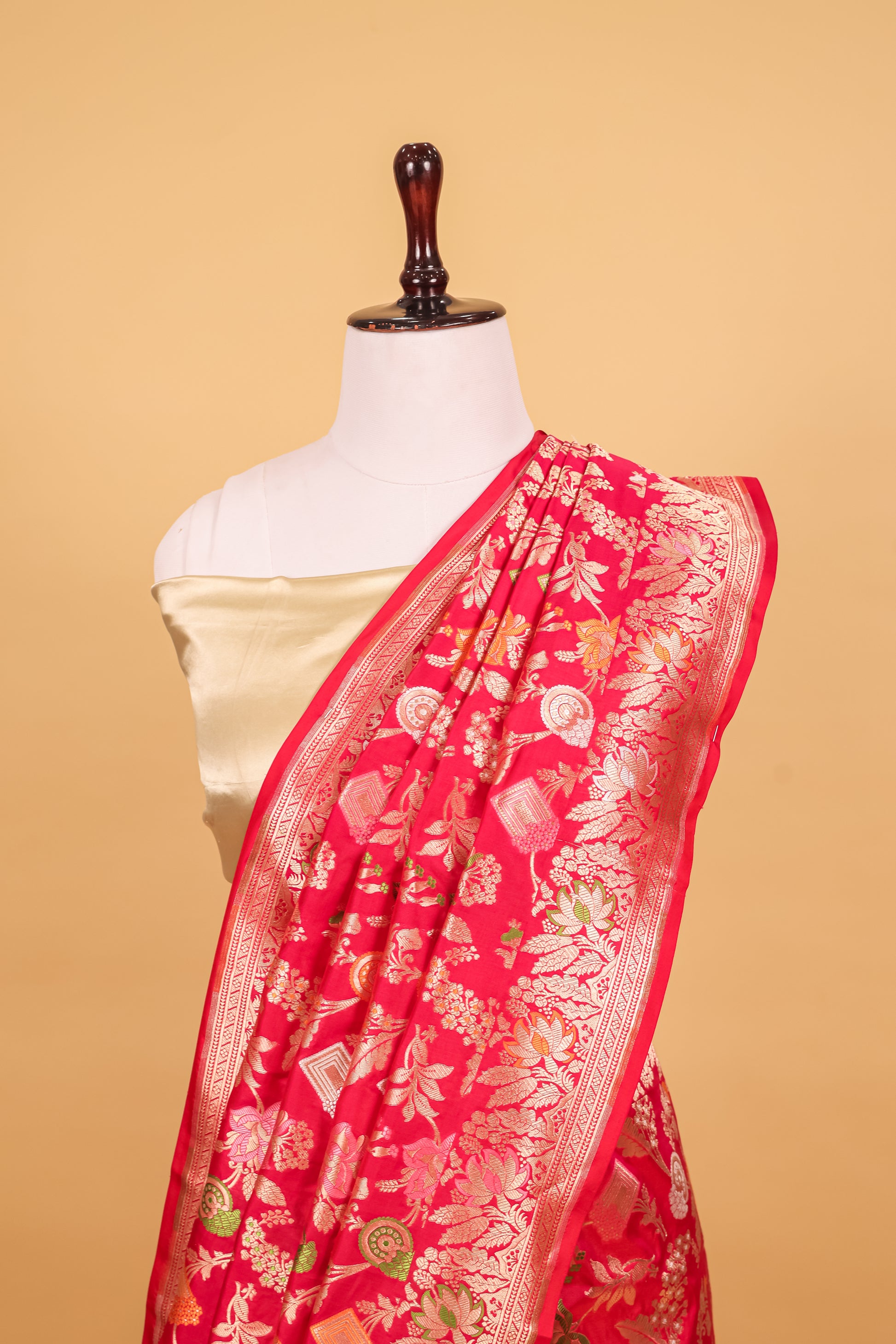 Rani Pink Katan Pure Silk Cutwork Saree