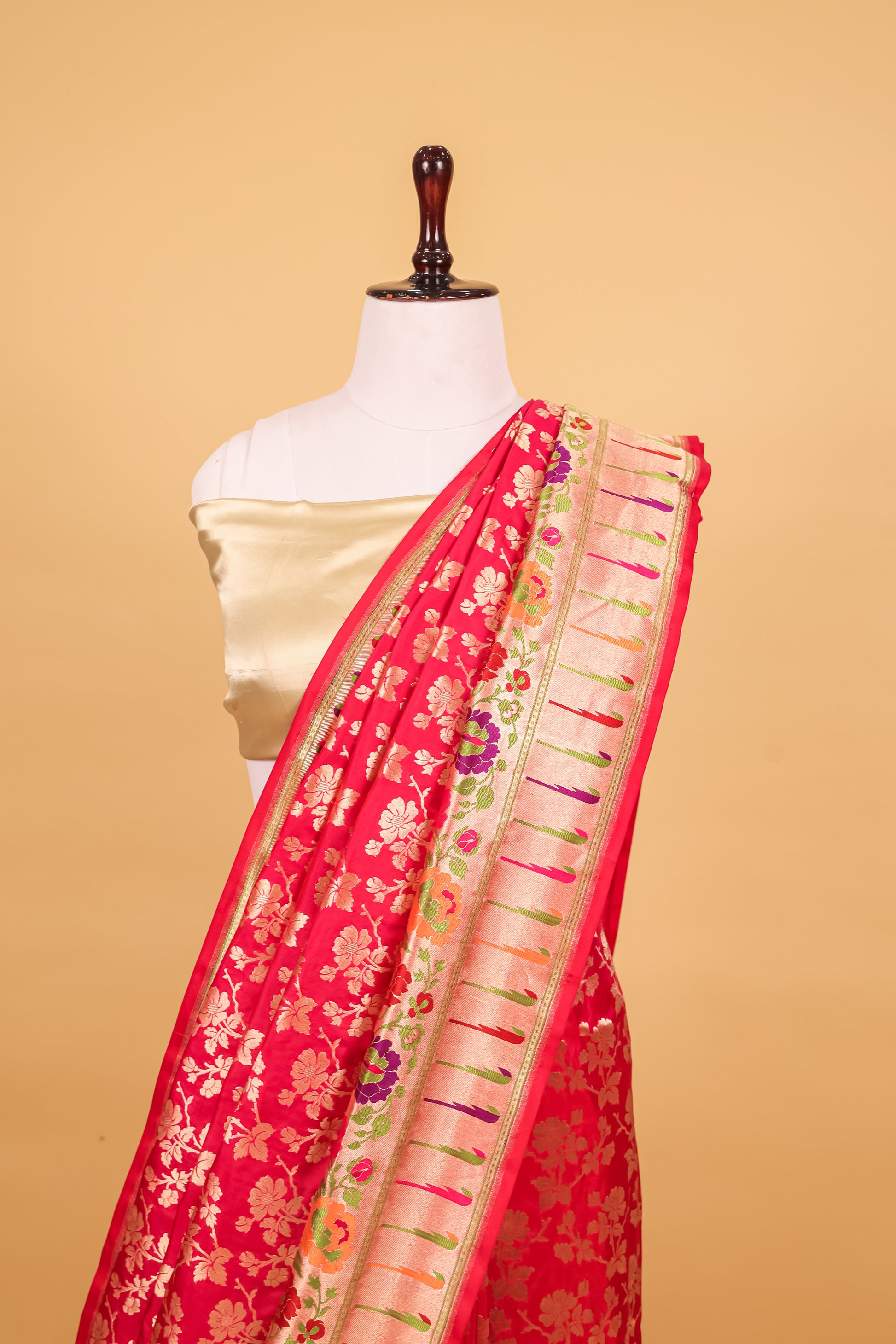 Rani Pink Katan Pure Silk Cutwork Saree