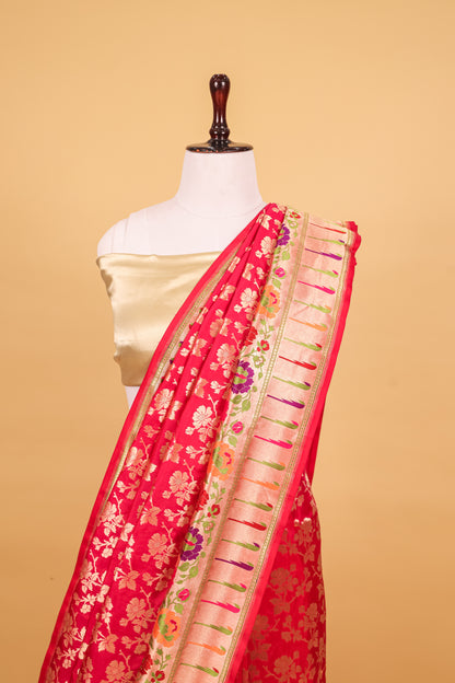 Rani Pink Katan Pure Silk Cutwork Saree - Panaya 