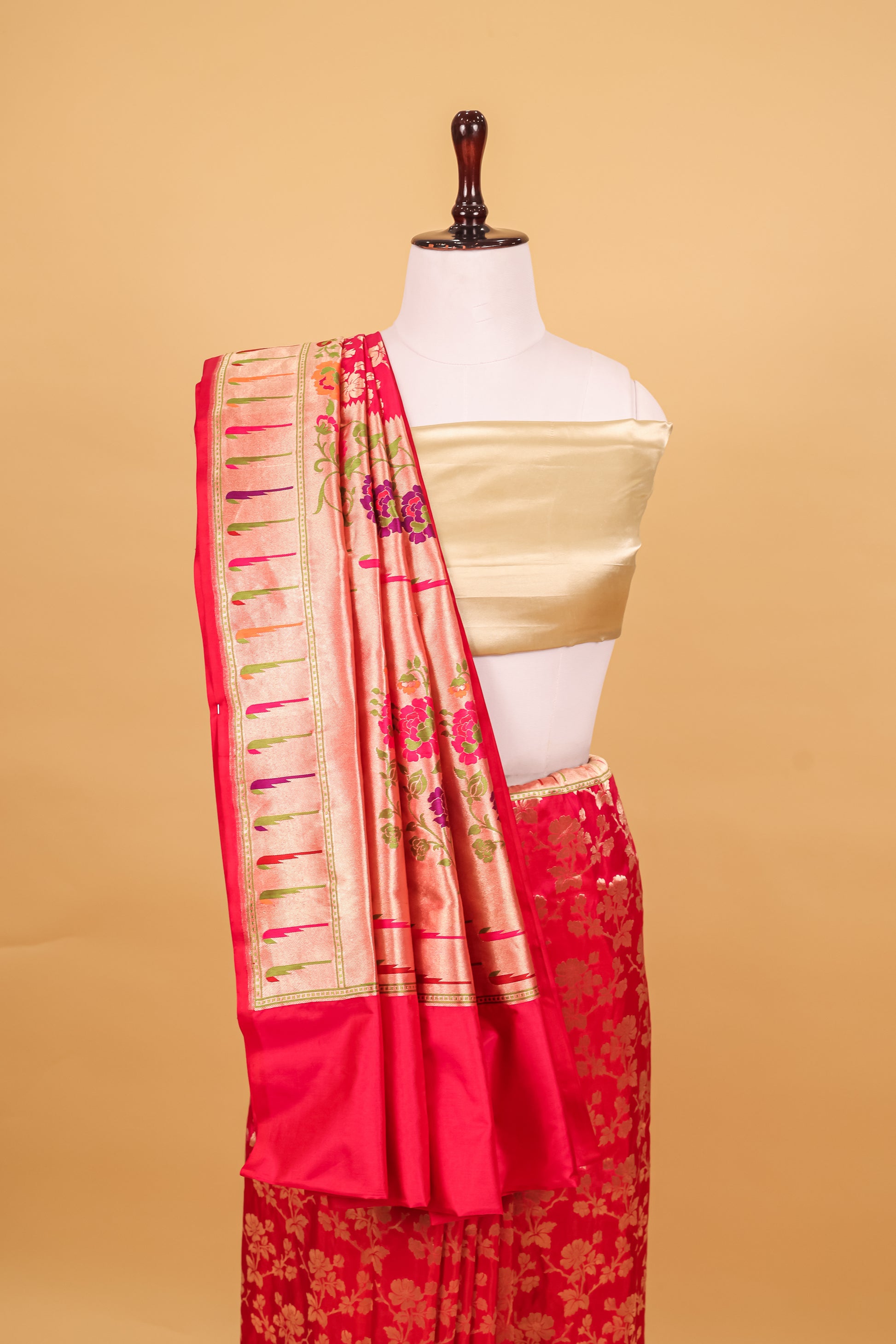 Rani Pink Katan Pure Silk Cutwork Saree