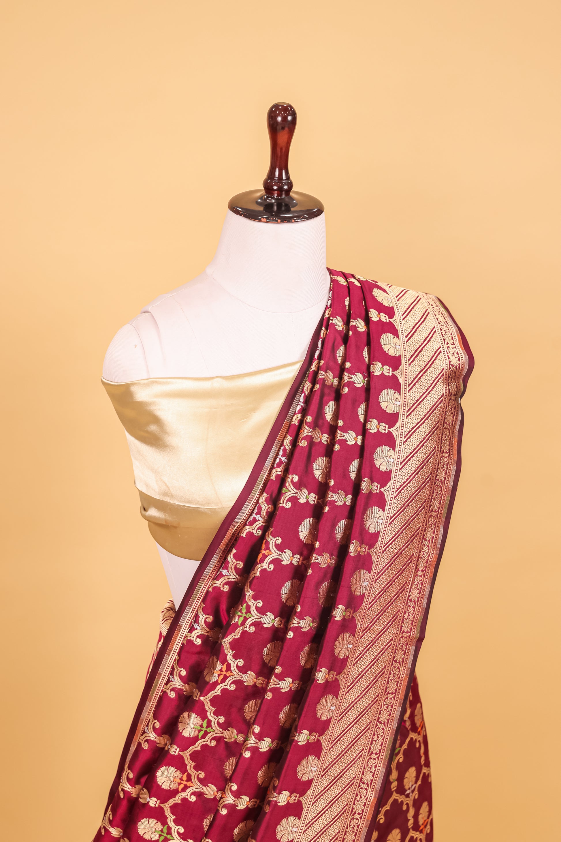 Magenta Katan Pure Silk Cutwork Saree