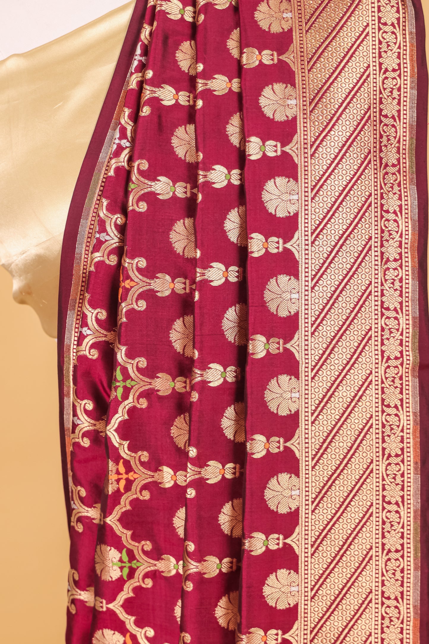 Magenta Katan Pure Silk Cutwork Saree - Panaya 