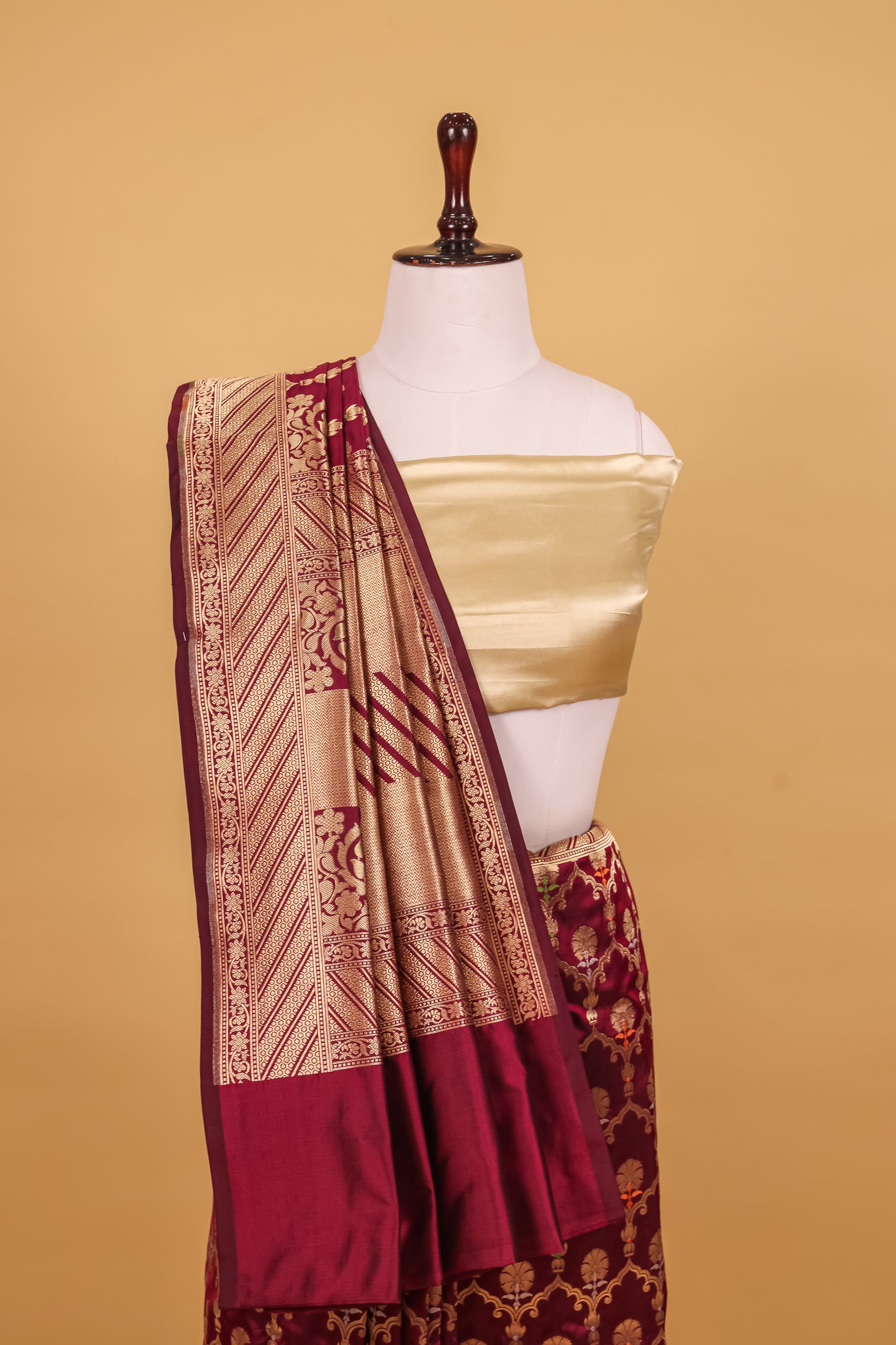 Magenta Katan Pure Silk Cutwork Saree