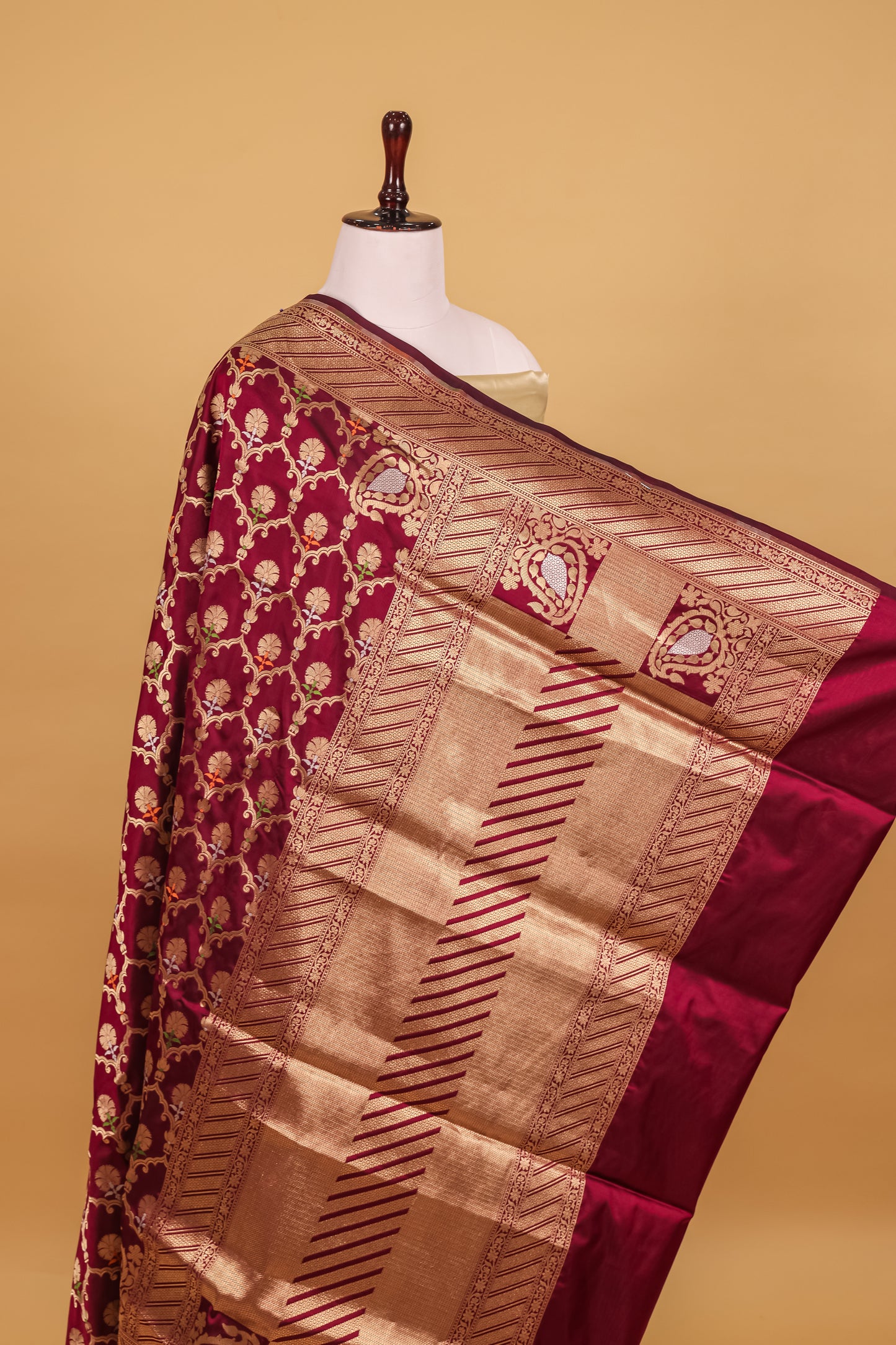 Magenta Katan Pure Silk Cutwork Saree - Panaya 