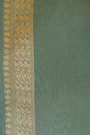 Powder Blue Kora Silk Saree — Kadwa Meena Booti