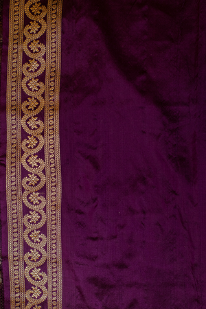 Wine Katan Silk Saree — Kadwa Darbar Booti