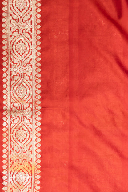 Red Handwoven Cutwork Katan Silk Saree