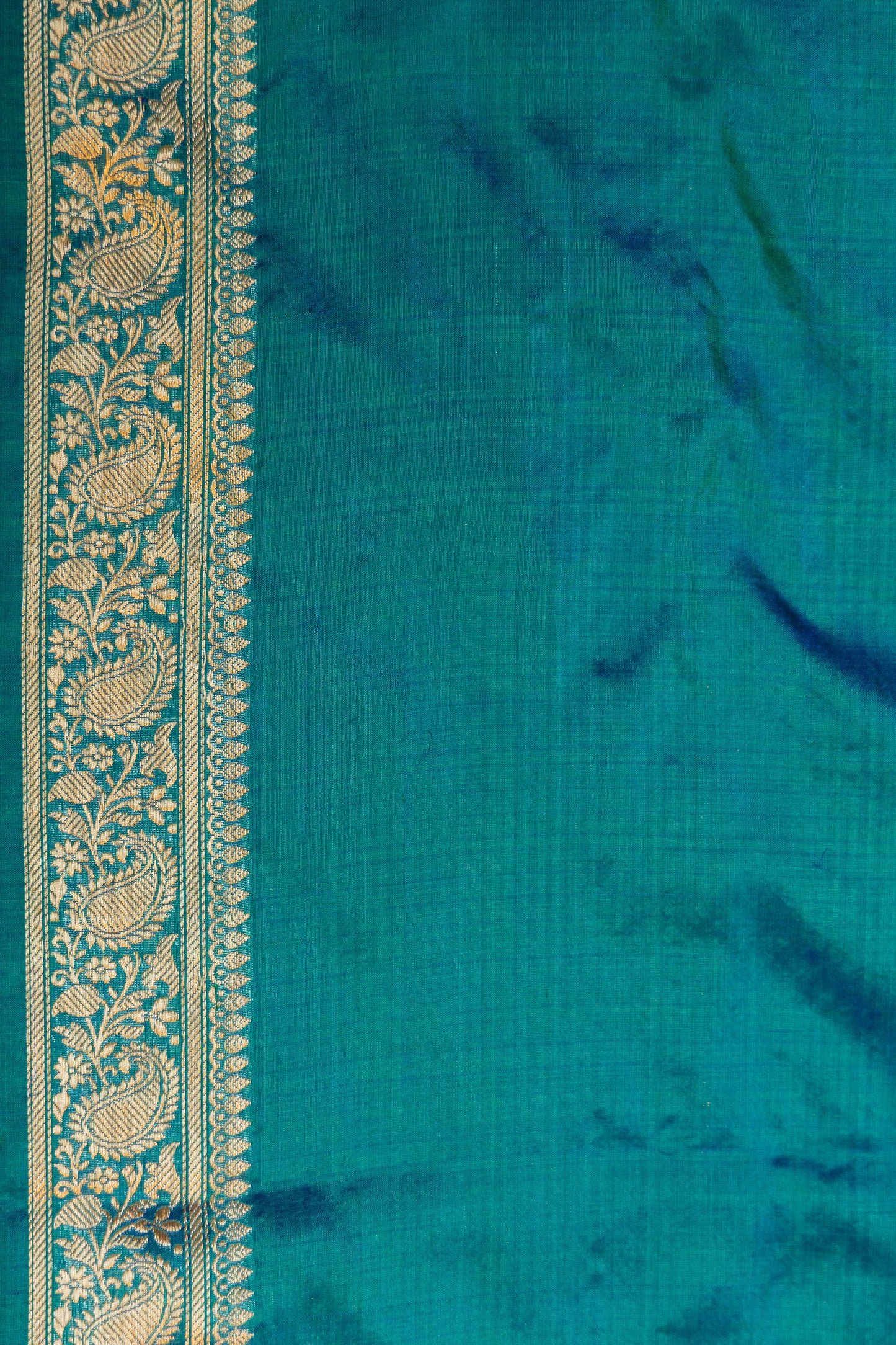 Teal Handwoven Kadwa Katan Silk Saree