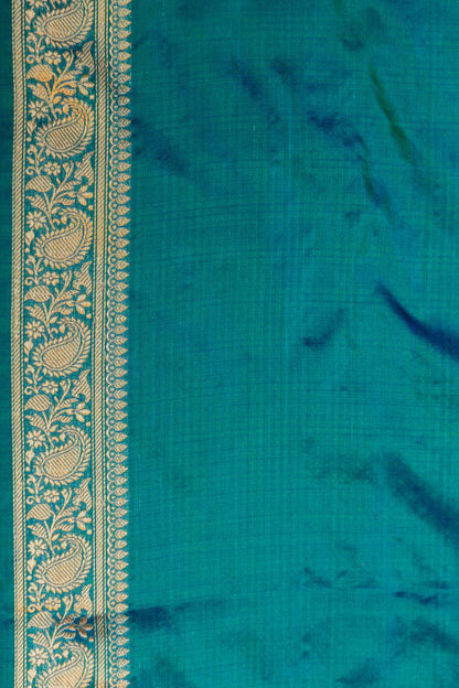 Teal Handwoven Kadwa Katan Silk Saree