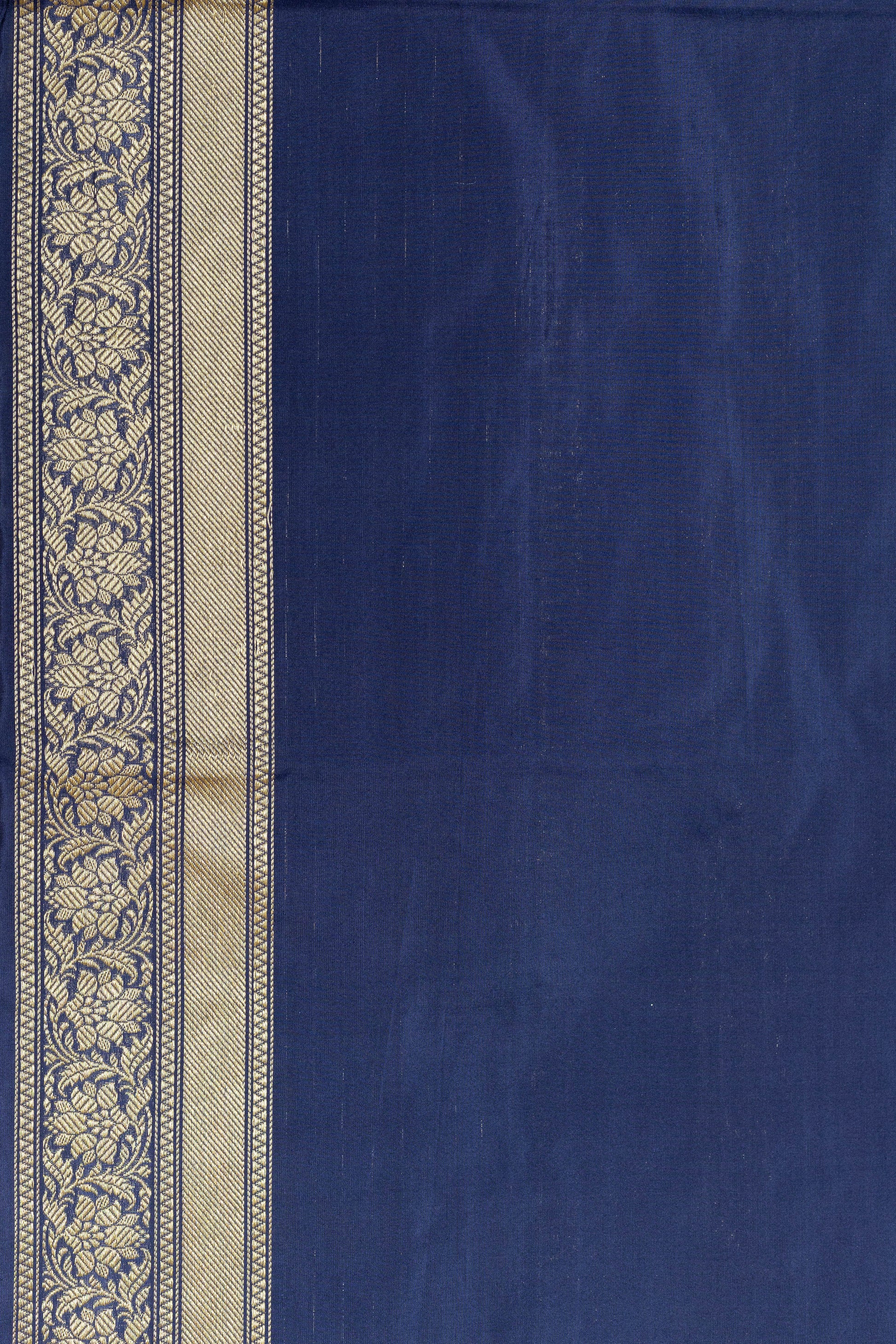 Royal Blue Handwoven Kadwa Katan Silk Saree