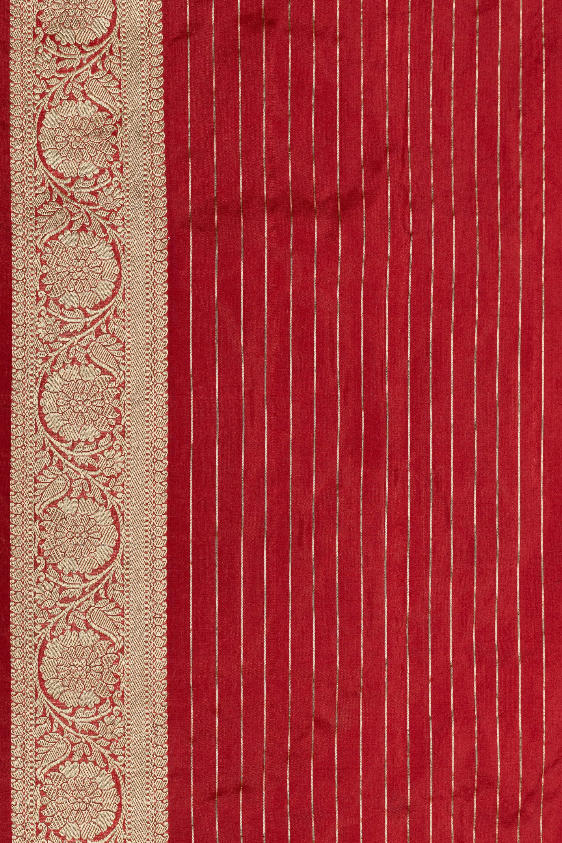 Red Handwoven Kadwa Katan Silk Saree