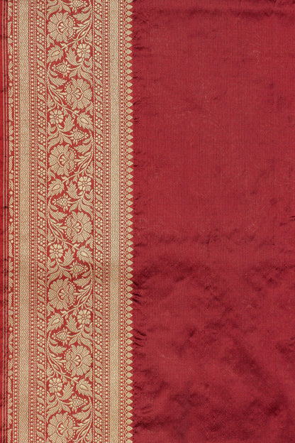 Maroon Handwoven Cutwork Katan Silk Saree