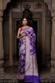 Purple Handwoven Kadwa Katan Silk Saree