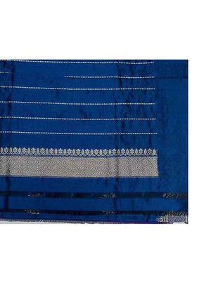 Blue Katan Silk Saree — Kadwa Jaal